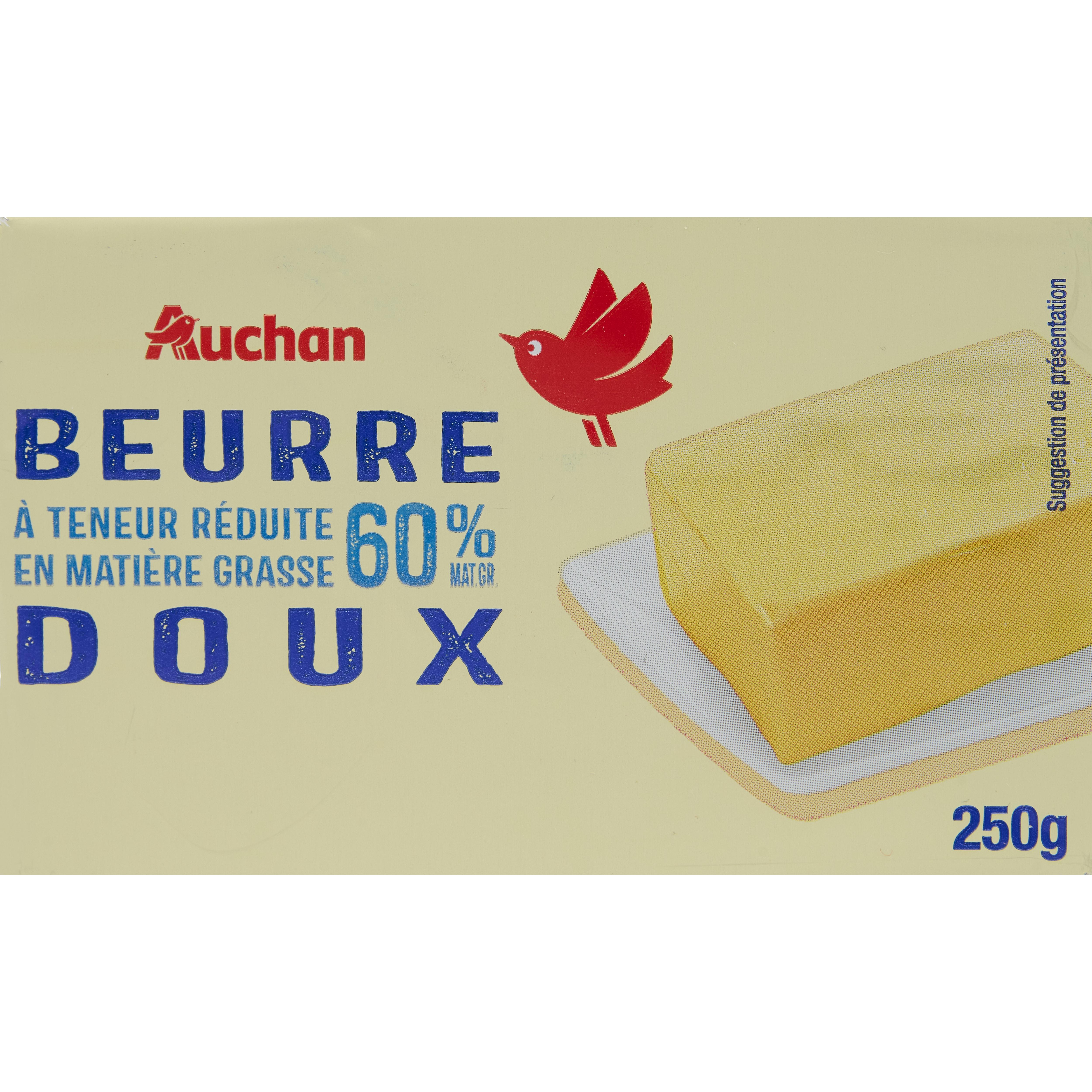AUCHAN Beurre doux 60%MG 250g