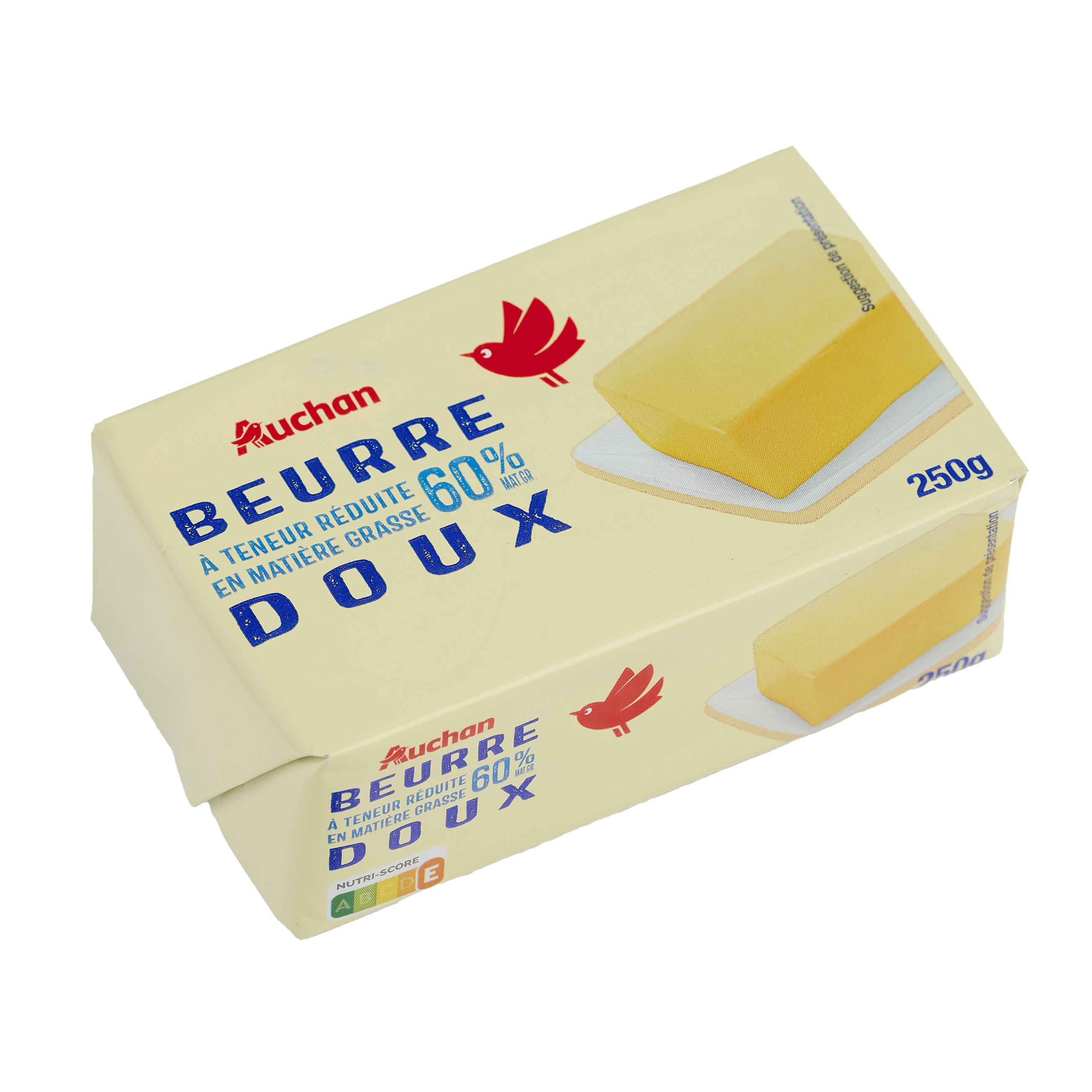Voir la diapositive 2 : AUCHAN Beurre doux 60%MG 250g