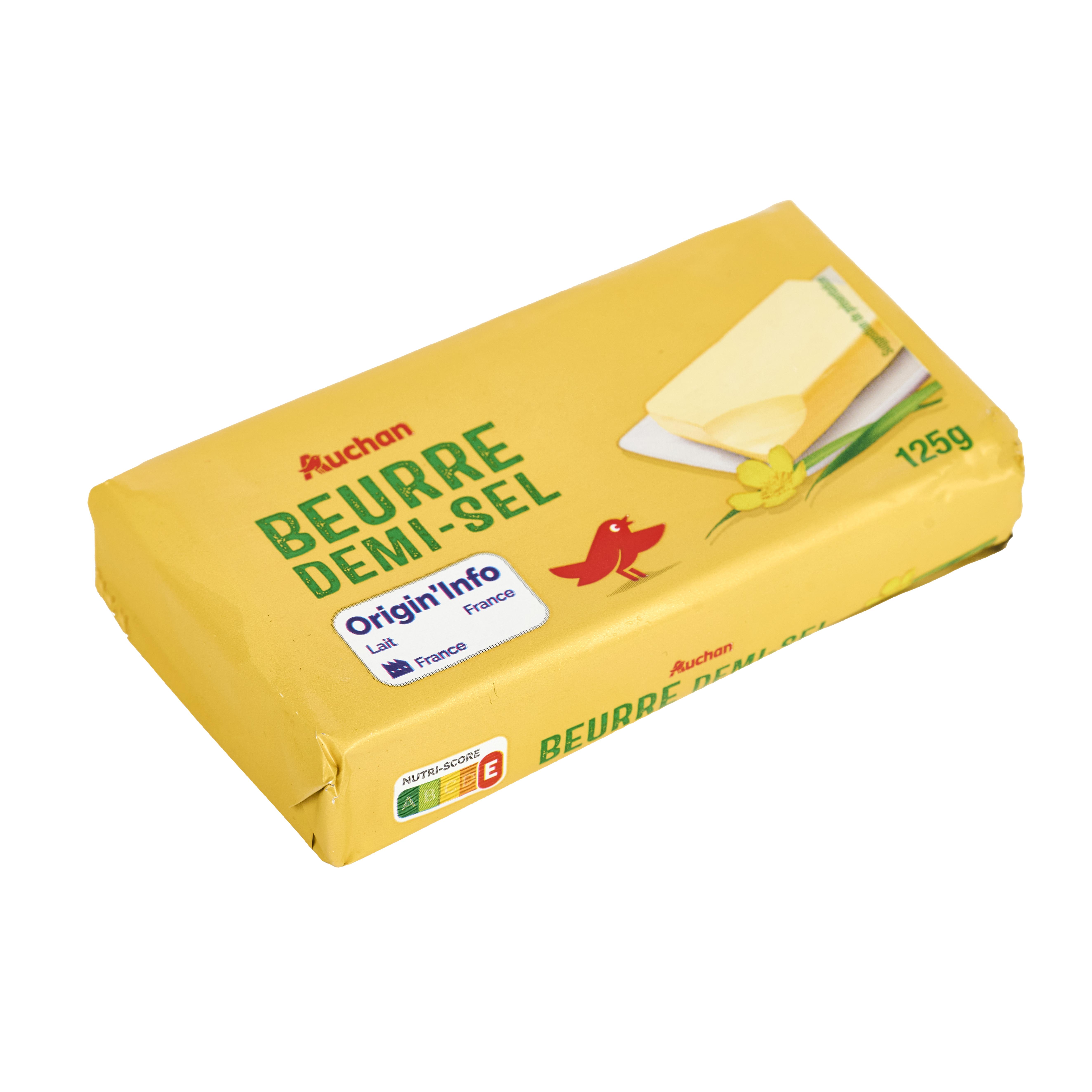 Voir la diapositive 3 : AUCHAN Beurre demi-sel pour tartine et cuisson 80%MG 125g