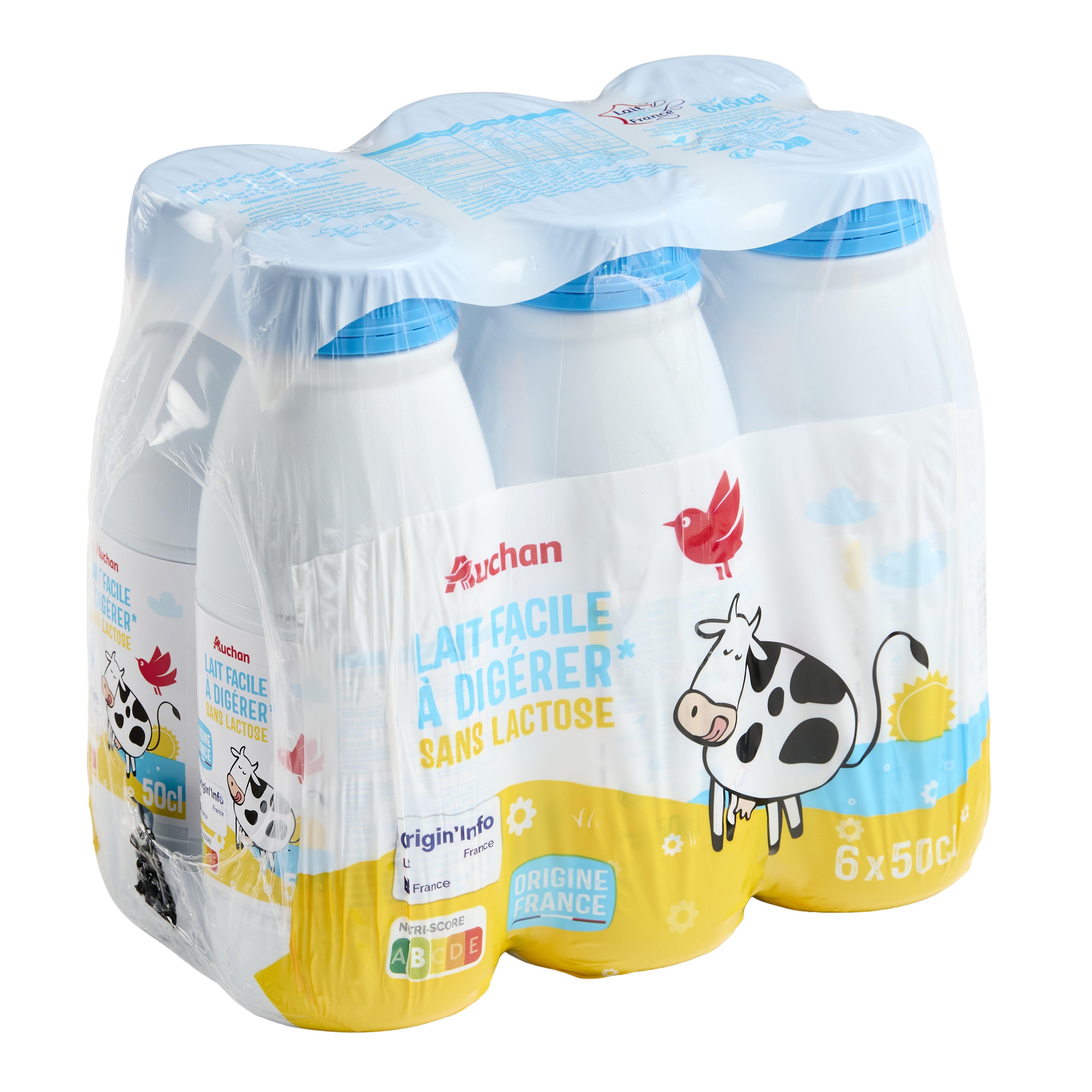 Voir la diapositive 2 : AUCHAN Lait facile à digérer sans lactose 6x50cl