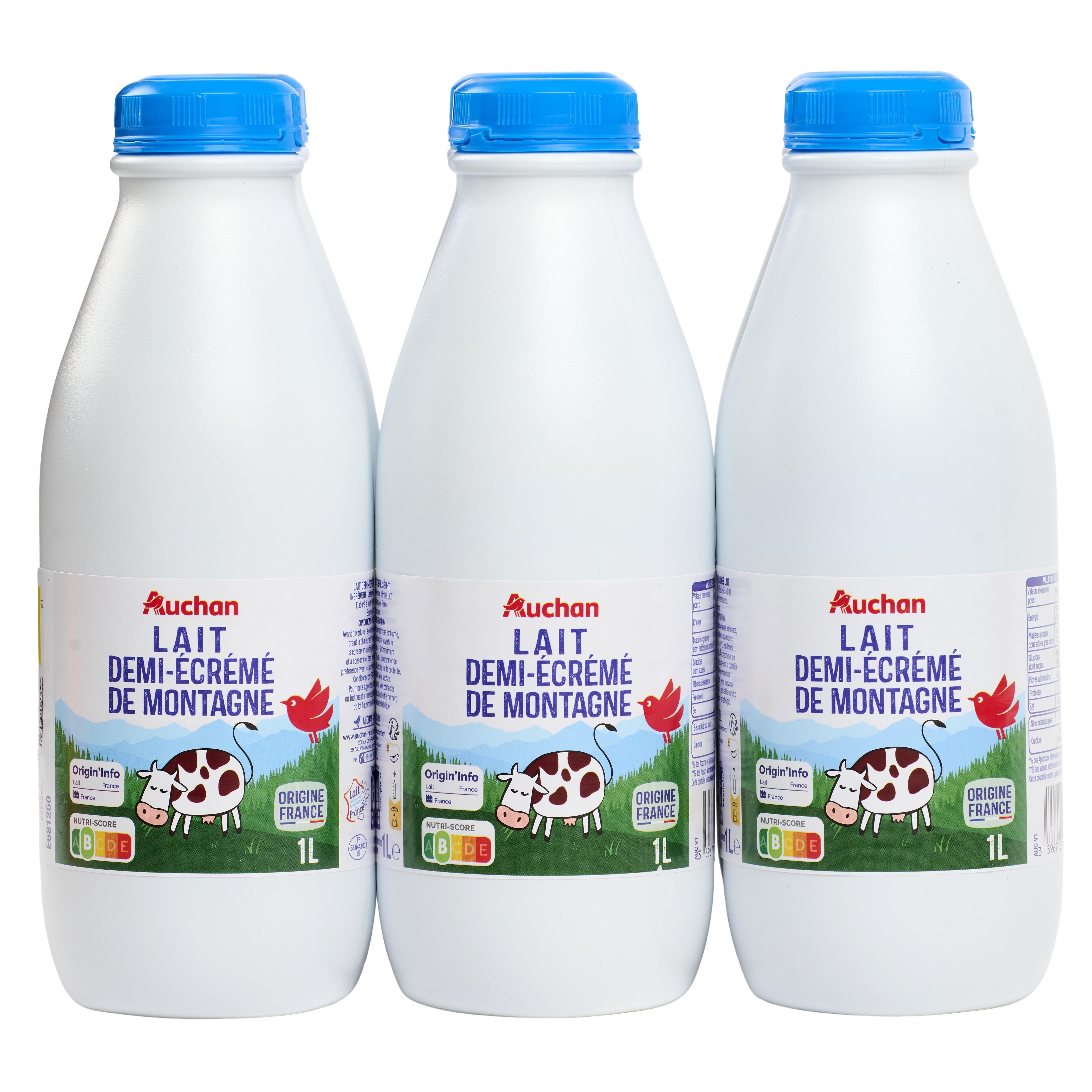 AUCHAN Lait demi-écrémé montagne 6x1l