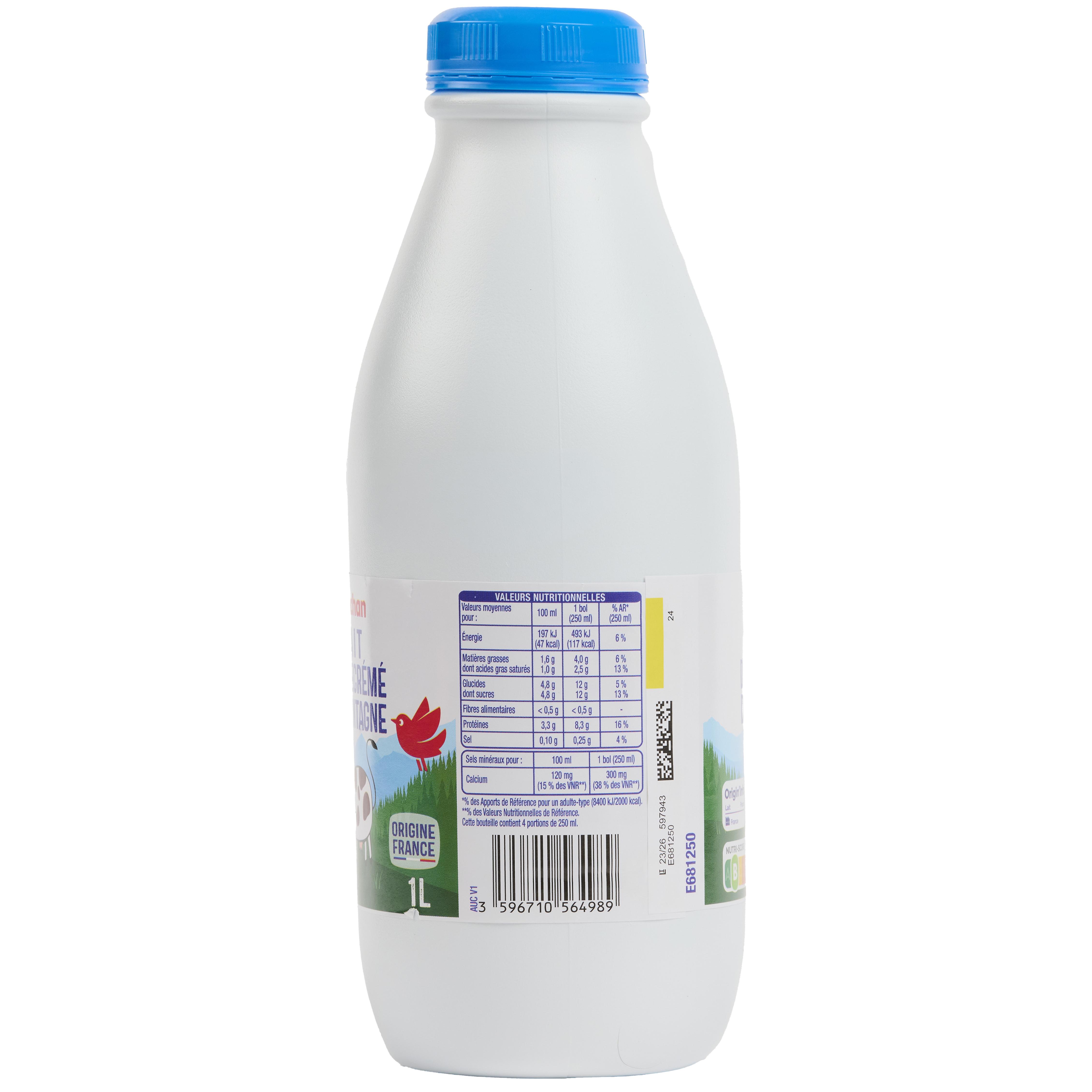 Voir la diapositive 2 : AUCHAN Lait demi-écrémé montagne 6x1l