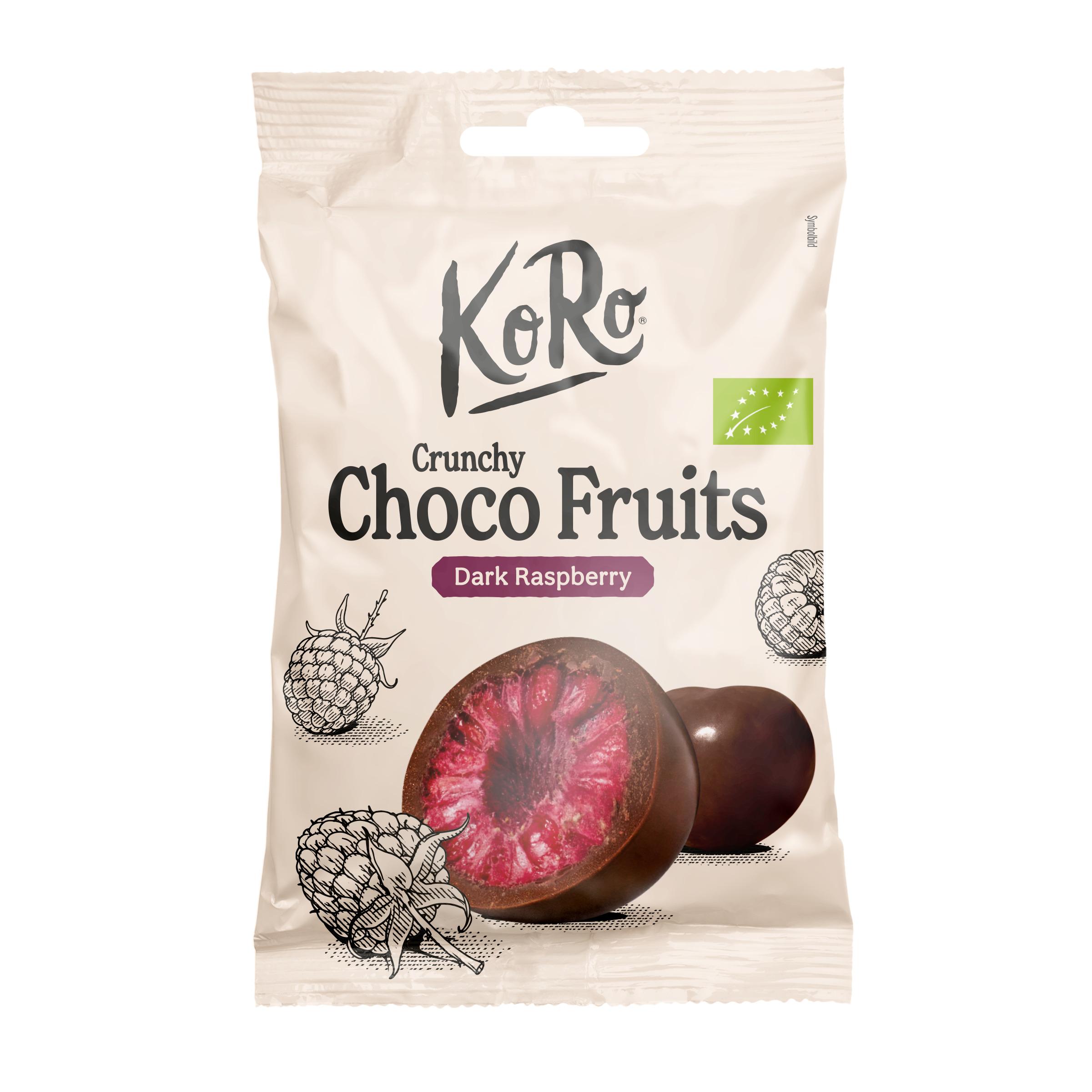 KORO Framboises lyophilisées enrobées de chocolat noir bio 50g