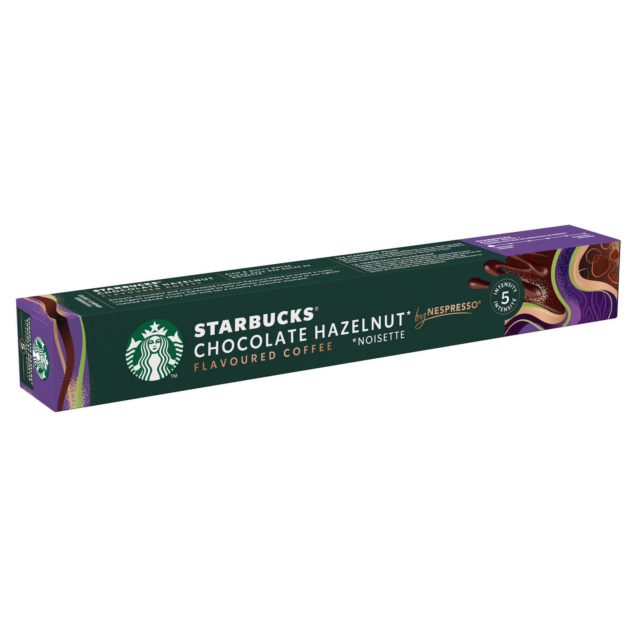 STARBUCKS Capsules de café saveur chocolat noisettes intensité 5 compatibles Nespresso 10 capsules 51g