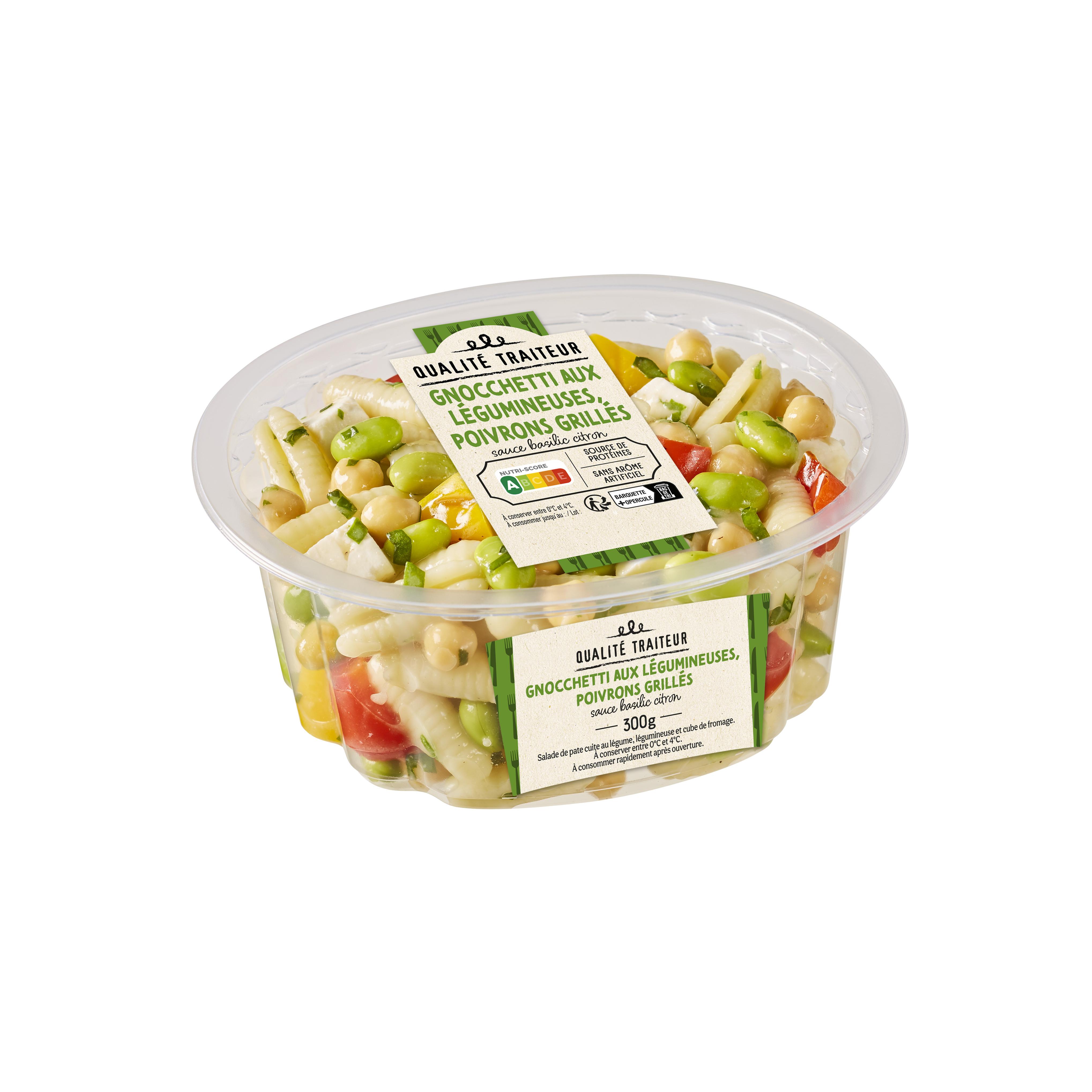 QUALITE TRAITEUR Gnocchetti aux légumineuses poivrons grillés sauce basilic citron 300g