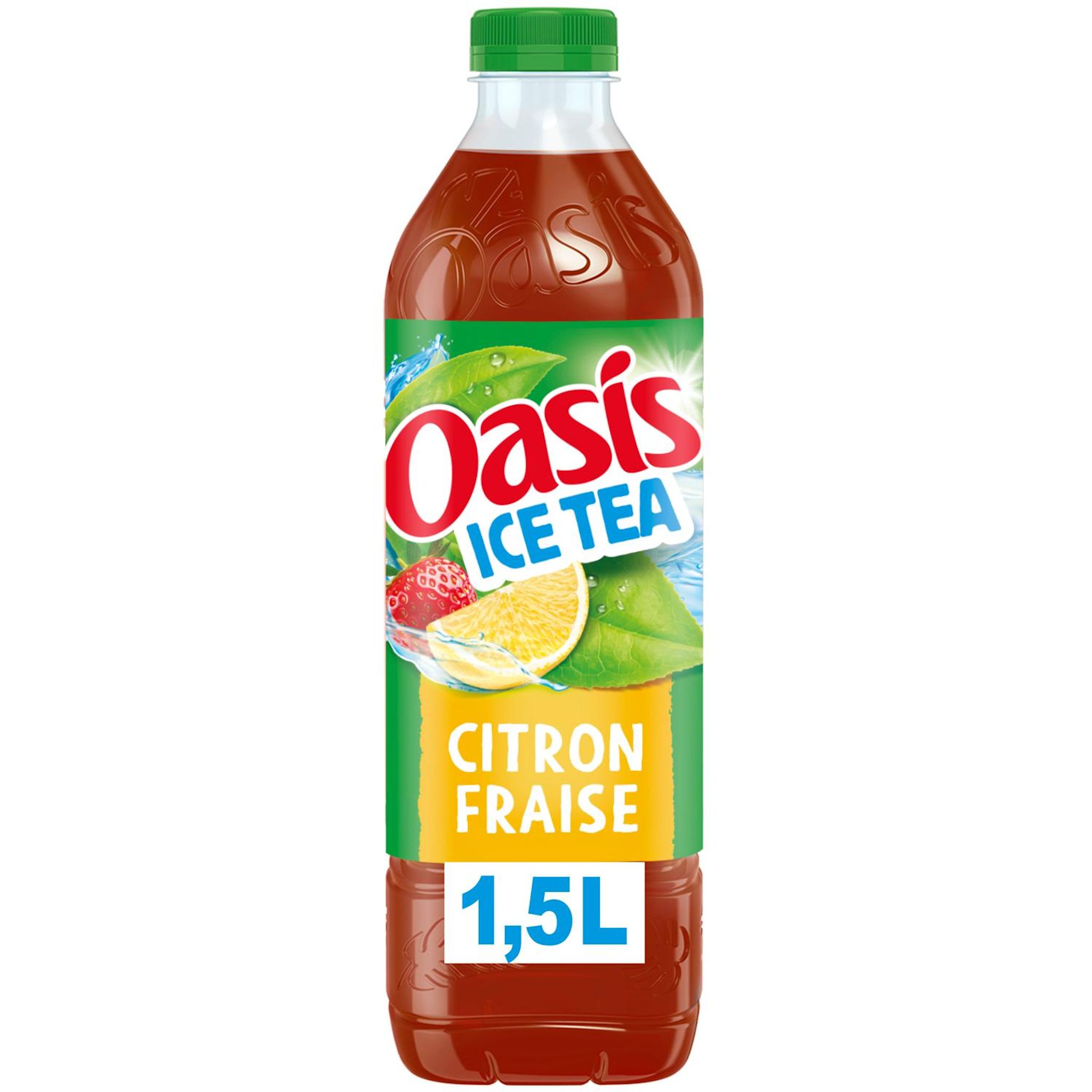 OASIS Ice Tea Boisson au thé glacé saveur citron fraise 1.5l