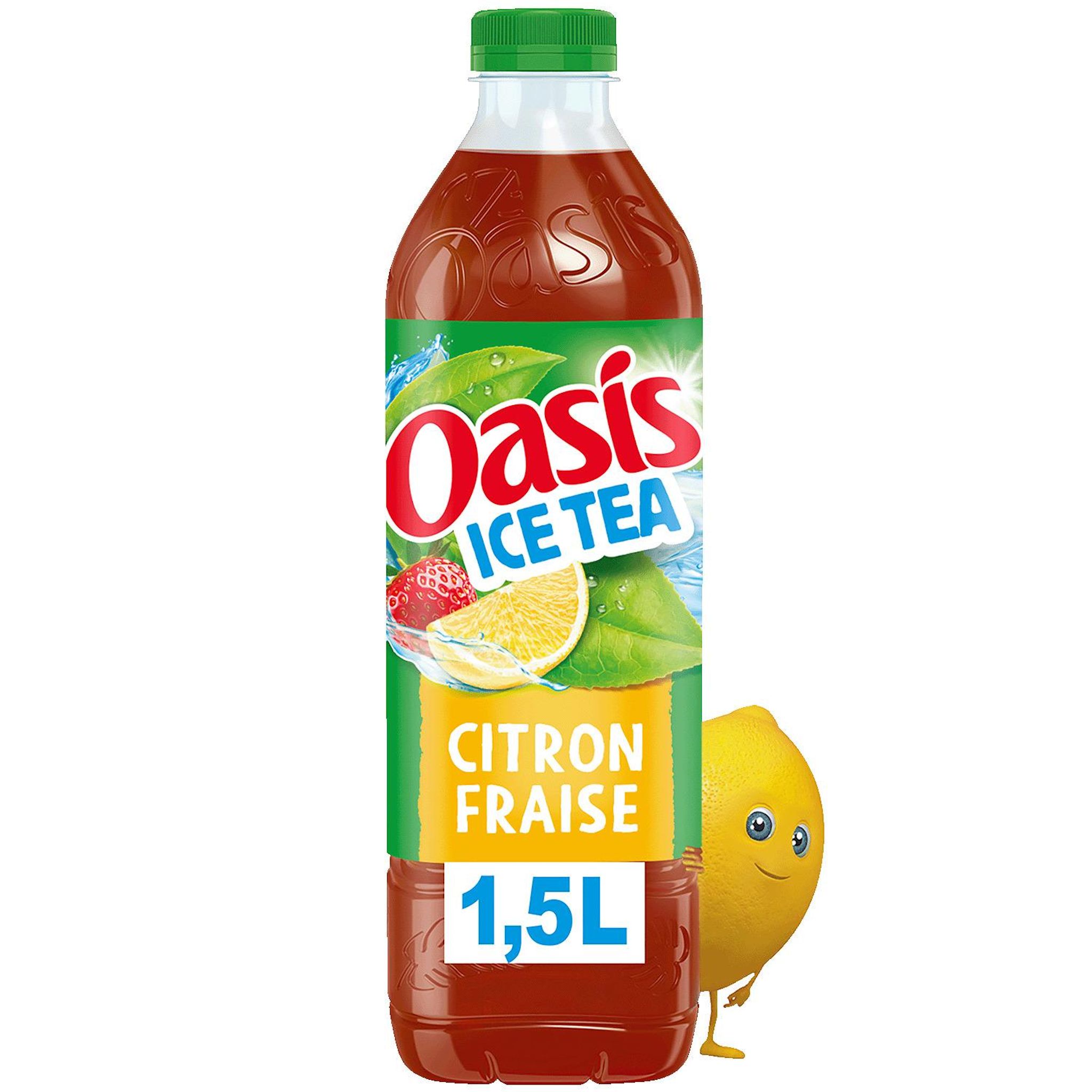 Voir la diapositive 2 : OASIS Ice Tea Boisson au thé glacé saveur citron fraise 1.5l
