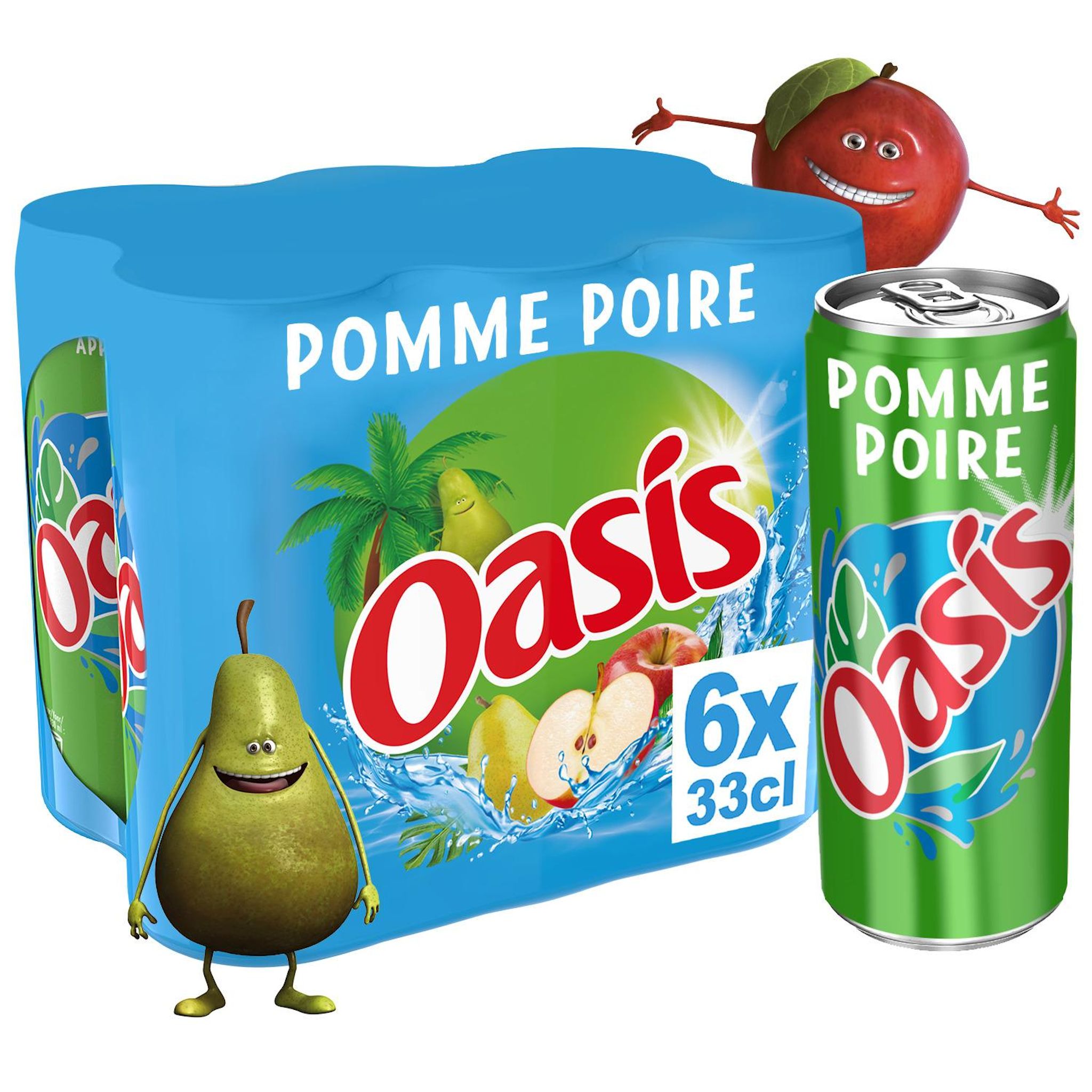 Voir la diapositive 2 : OASIS Boisson aux fruits saveur pomme poire boîtes 6x33cl