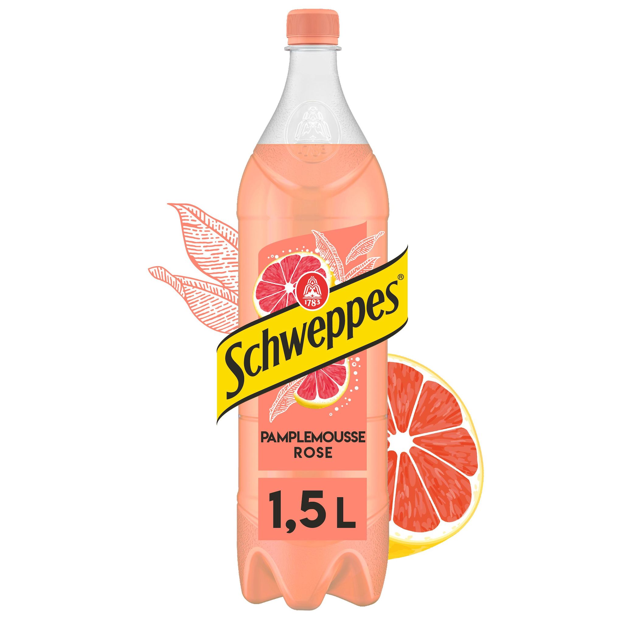 SCHWEPPES Boisson gazeuse rafraîchissante saveur pamplemousse rose 1.5l