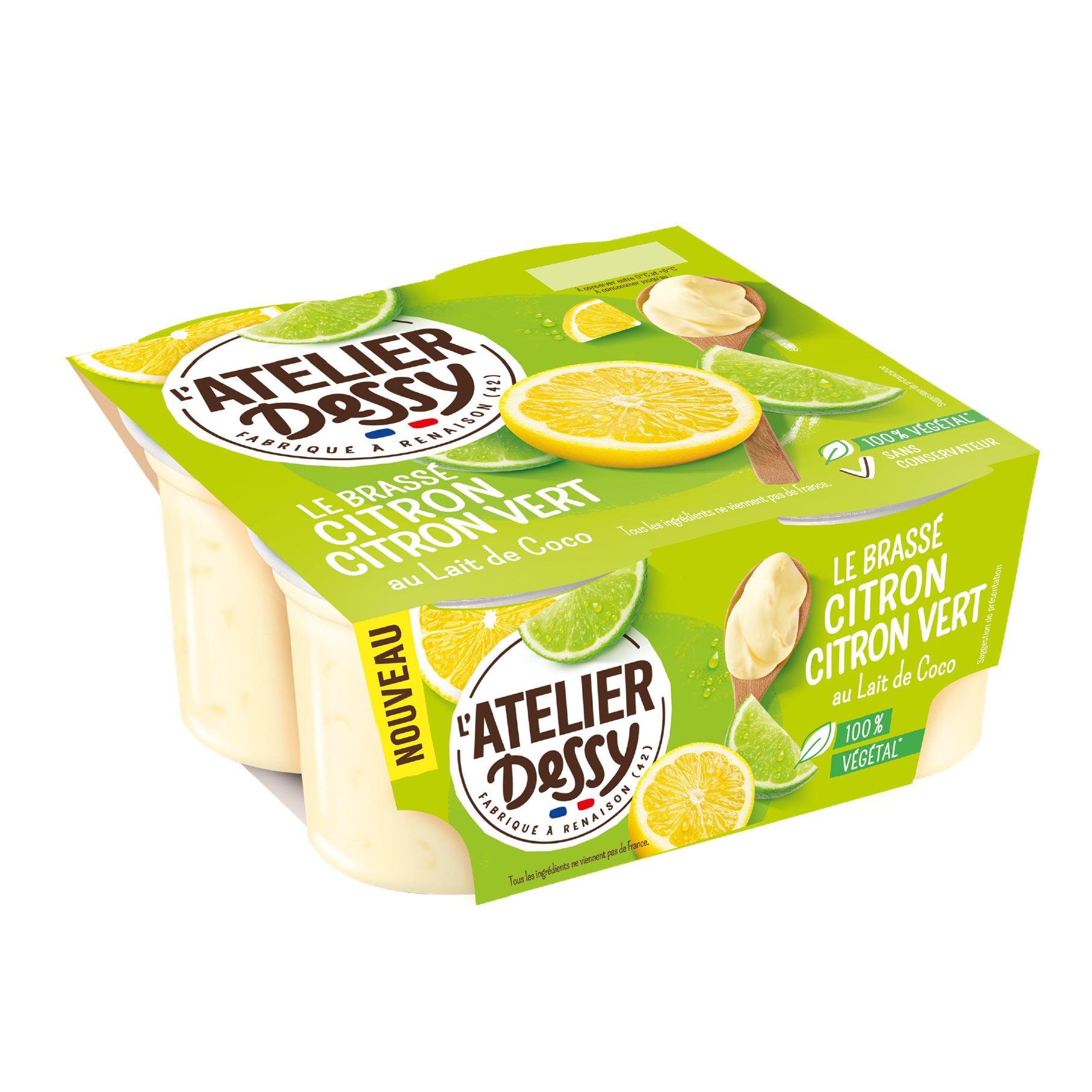 ATELIER DESSY Yaourt brassé au lait de coco aromatisé citron vert 4x100g