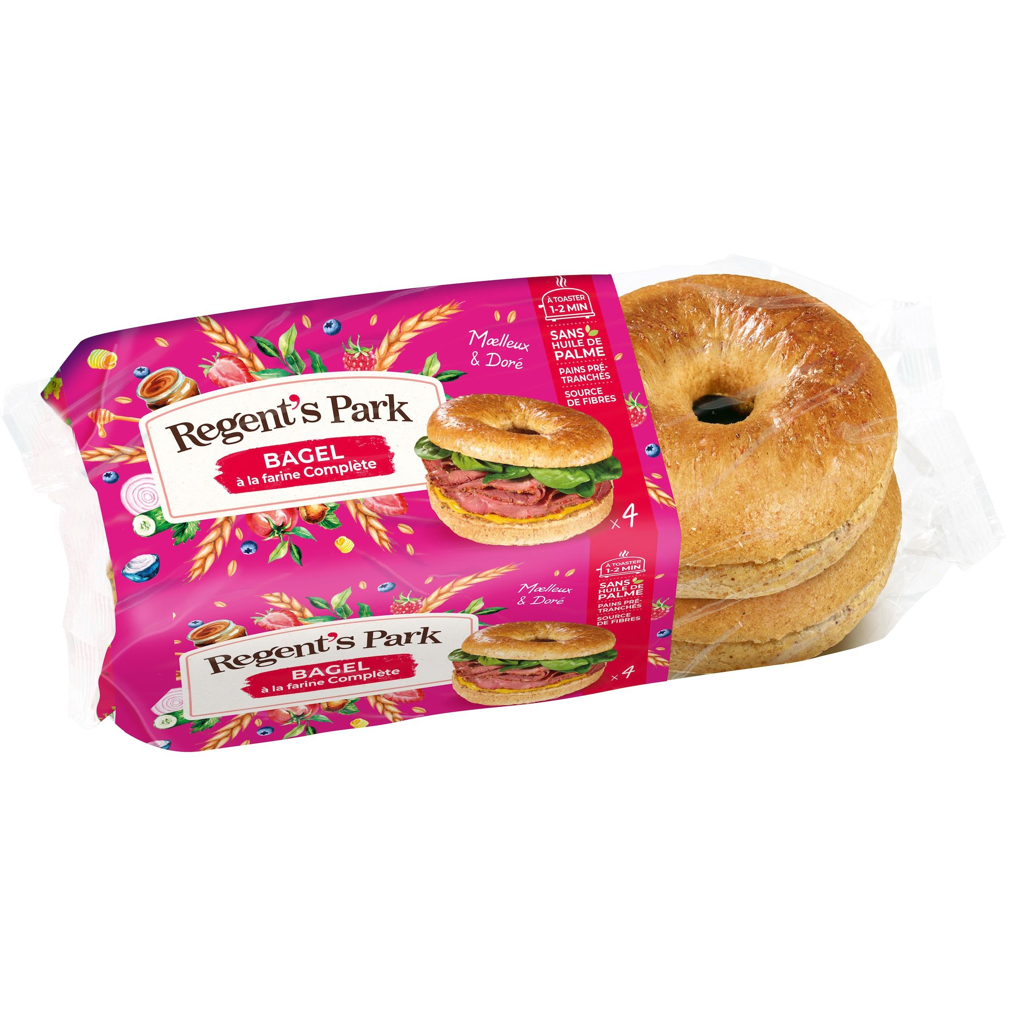 REGENT'S PARK Bagels à la farine complète 4 pièces 250g