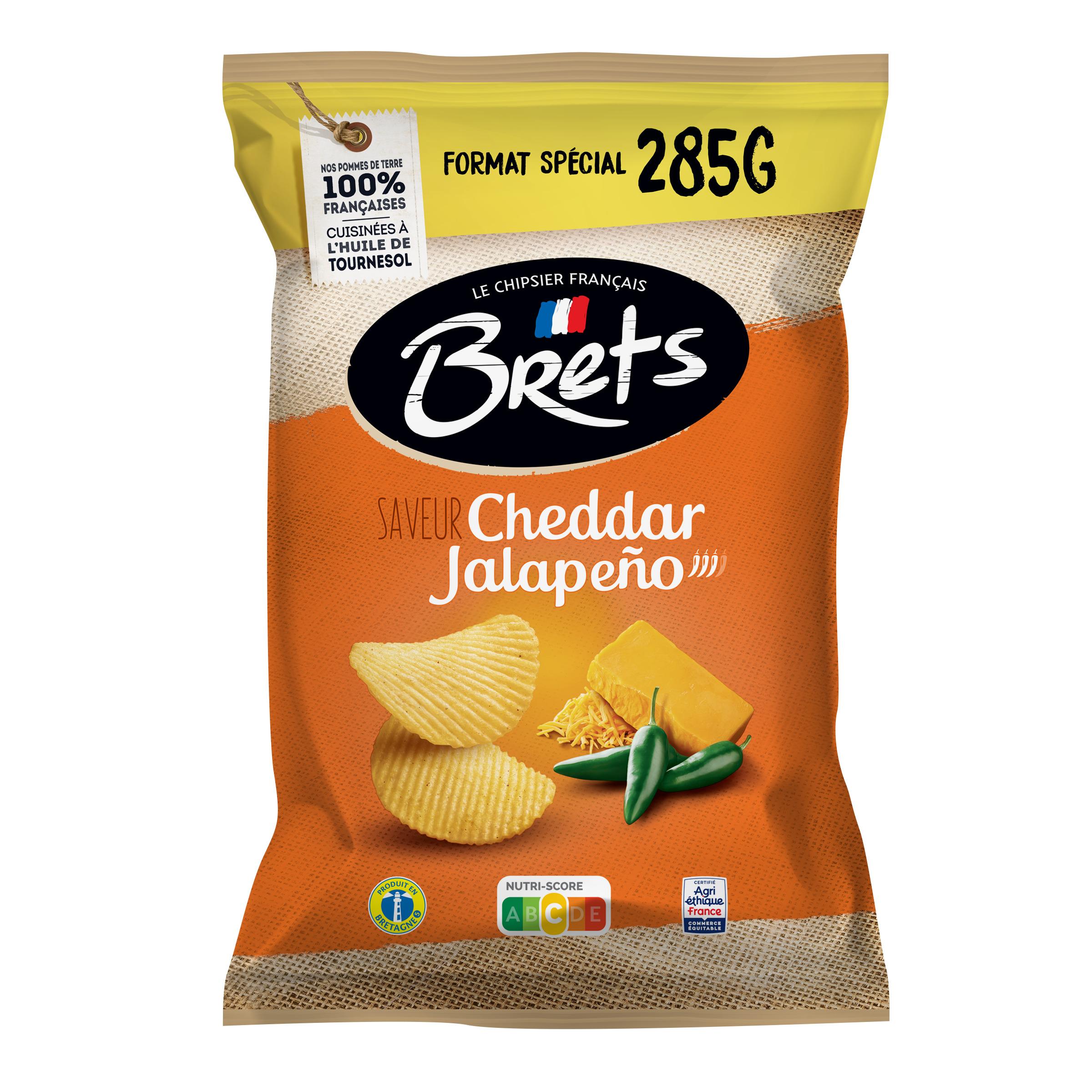 BRETS Chips ondulées saveur cheddar jalapeno 285g