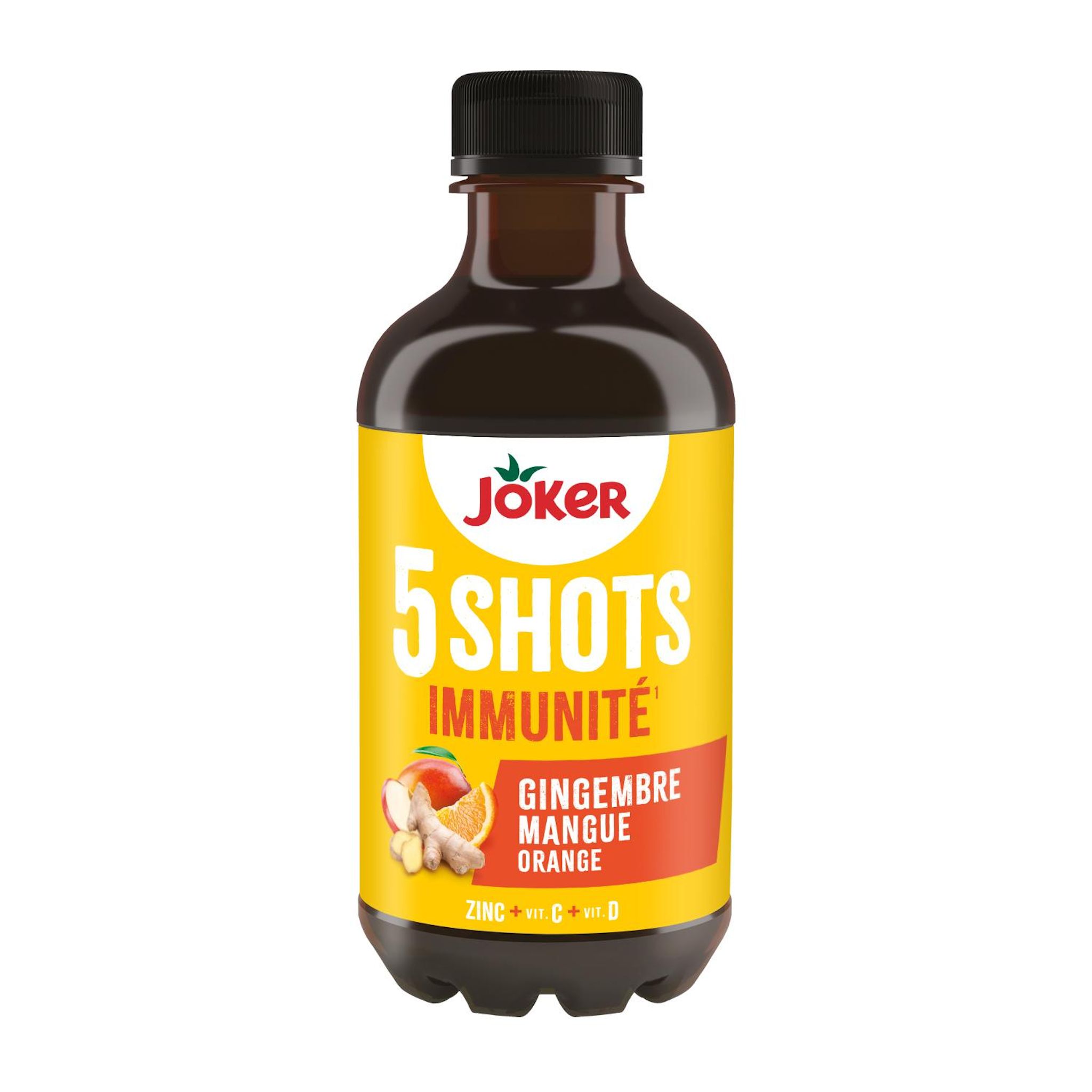 JOKER 5 Shots Immunité Jus concentré gingembre mangue orange et vitamines bouteille 33cl
