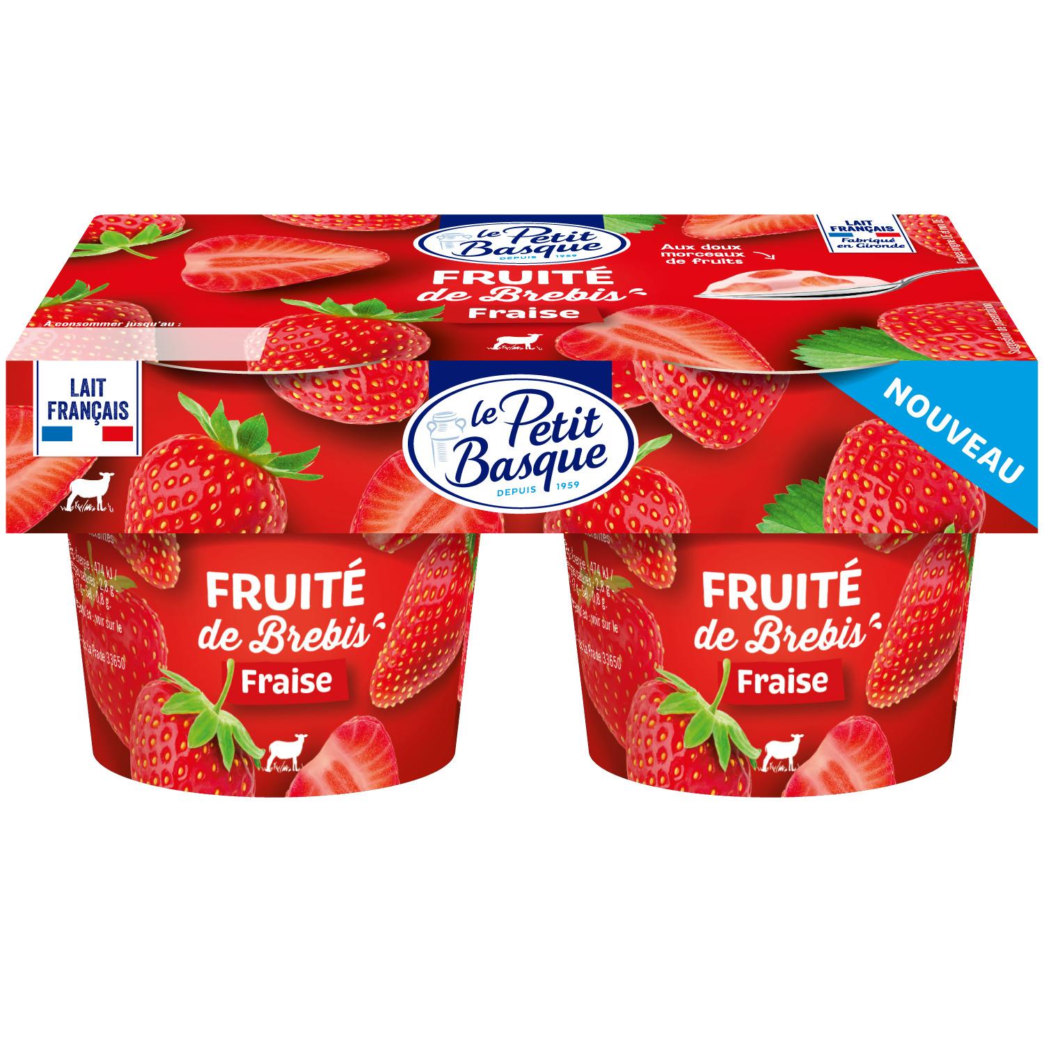 LE PETIT BASQUE Yaourt brassé au lait de brebis aromatisé à la fraise 2x125g