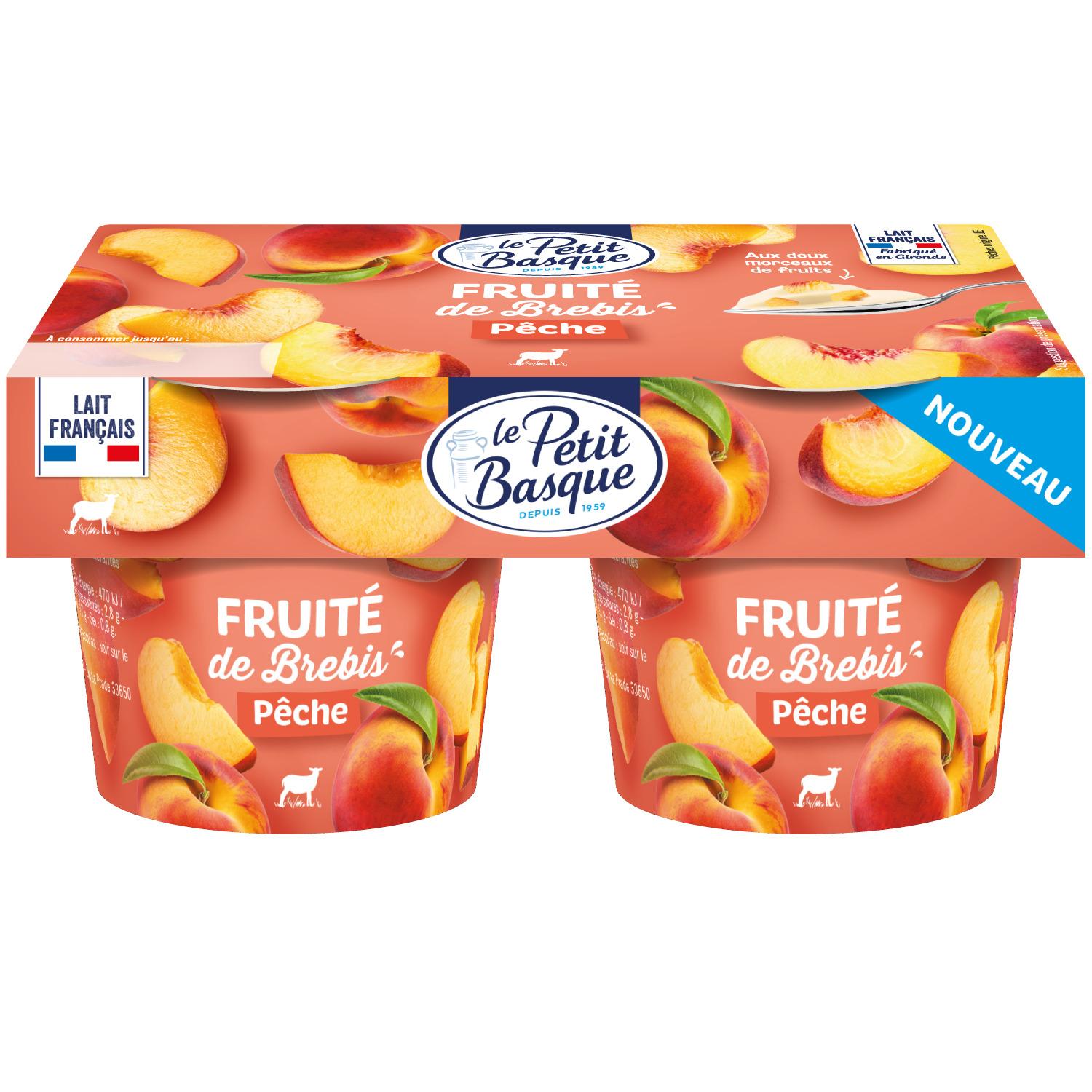 LE PETIT BASQUE Yaourt brassé au lait de brebis aromatisé à la pêche 2x125g