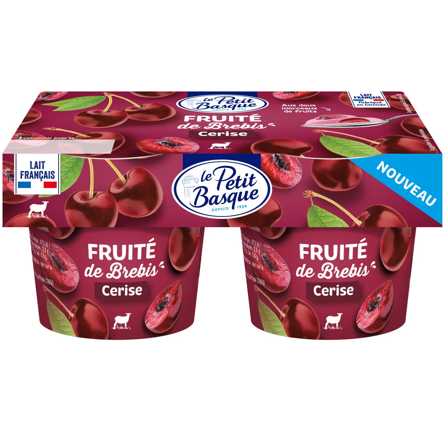 LE PETIT BASQUE Yaourt brassé au lait de brebis aromatisé cerise 2x125g