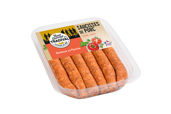 TRADIVAL Saucisses tomate basilic 6 pièces 330g