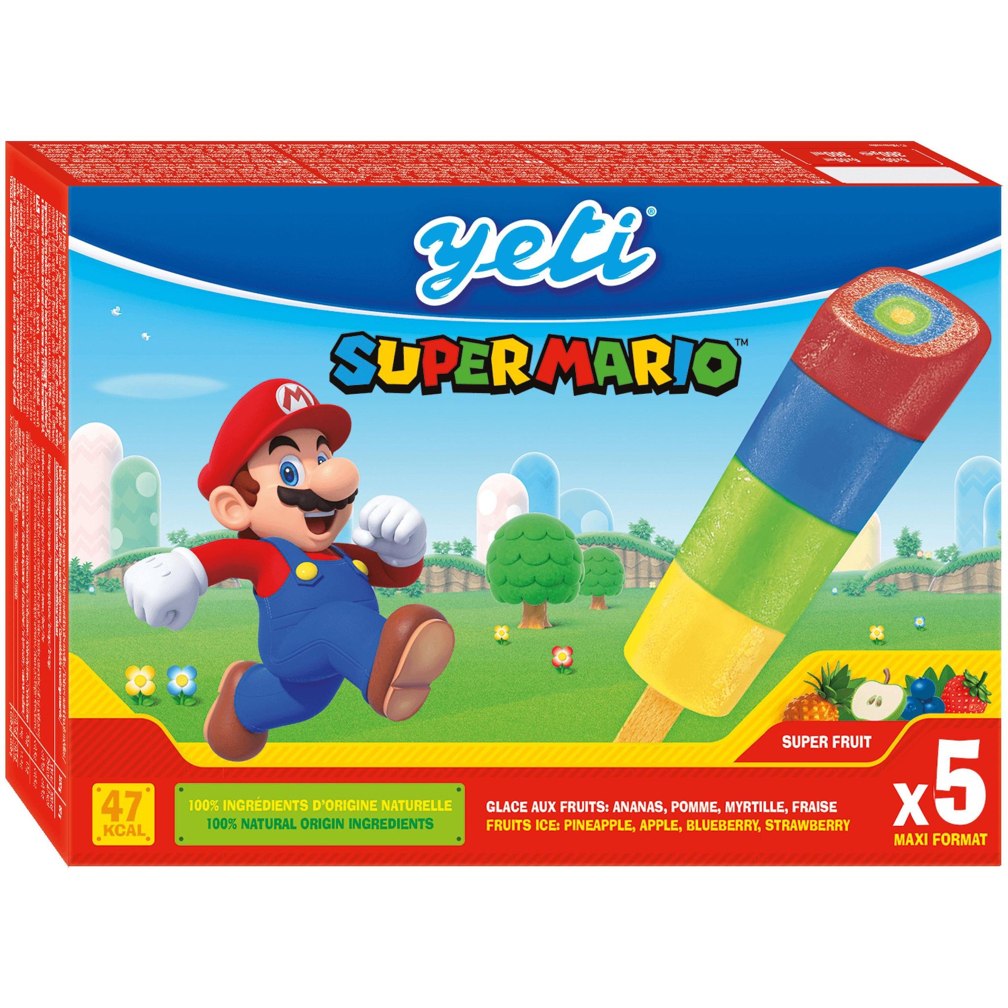 YETI Superfruit bâtonnets glacés ananas pomme myrtille fraise 5 pièces 360G