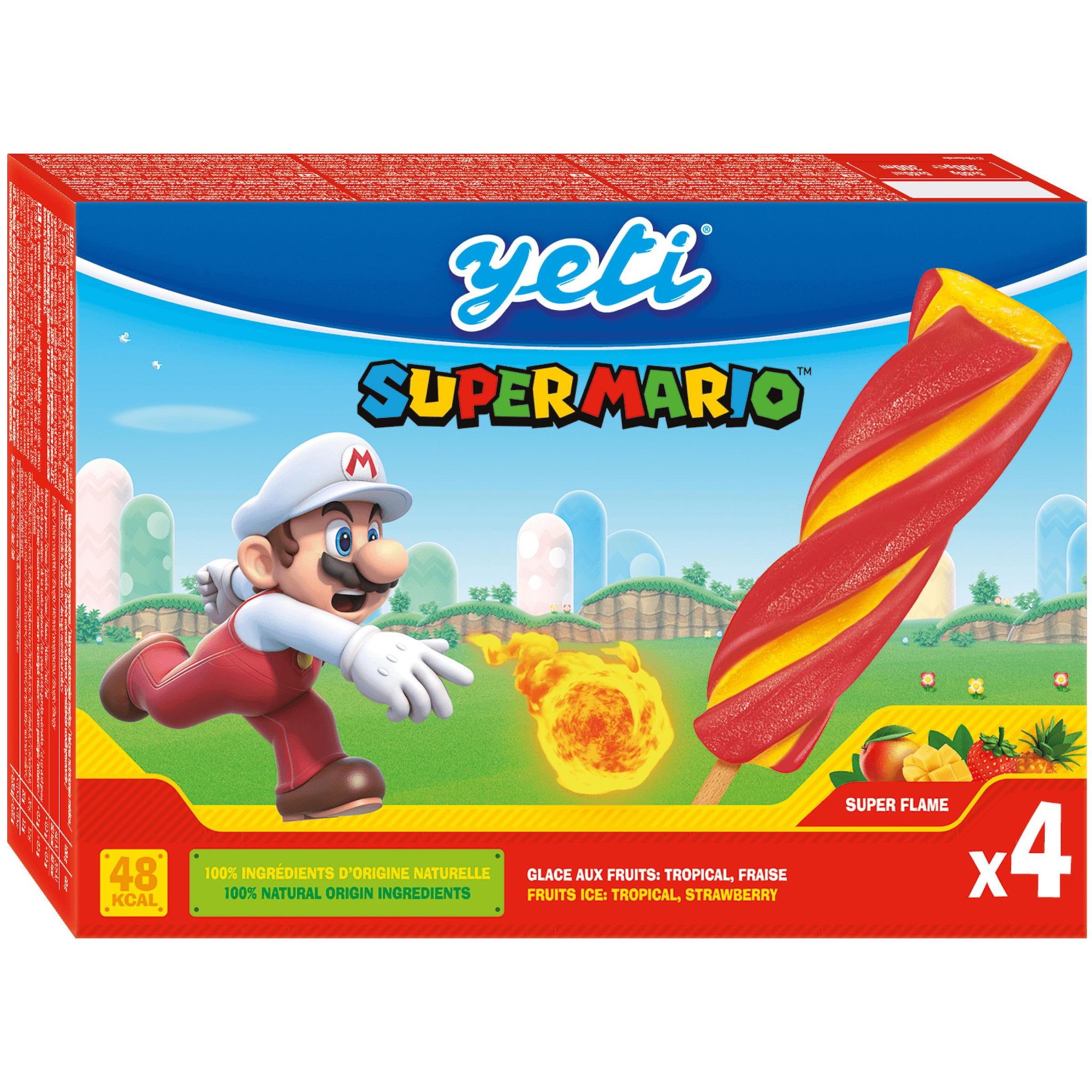YETI Bâtonnets glacés saveur fraise et fruits tropicaux 4 pièces 320g