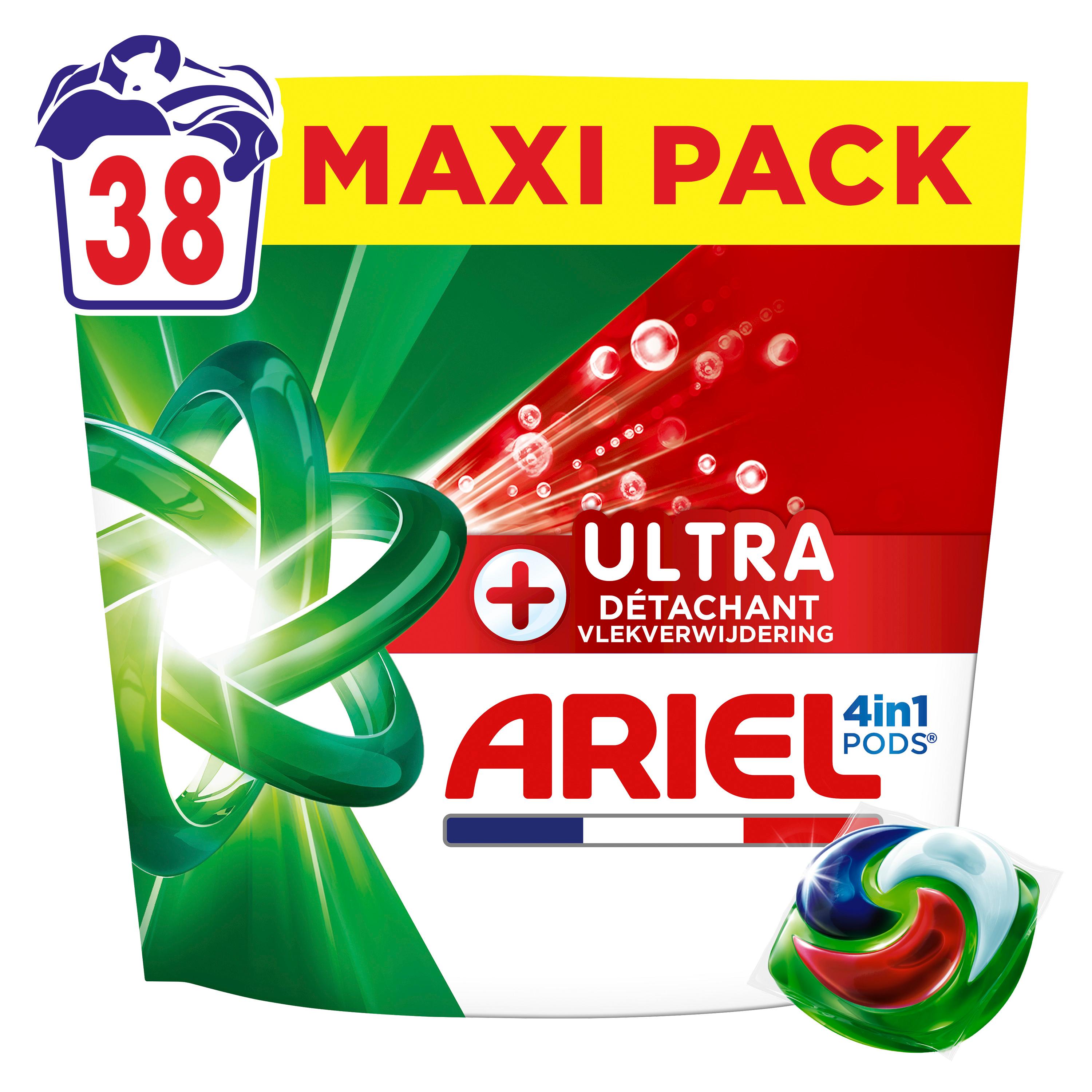 ARIEL Capsules 4in1 pods lessive élimination ultra des taches 38 lavages