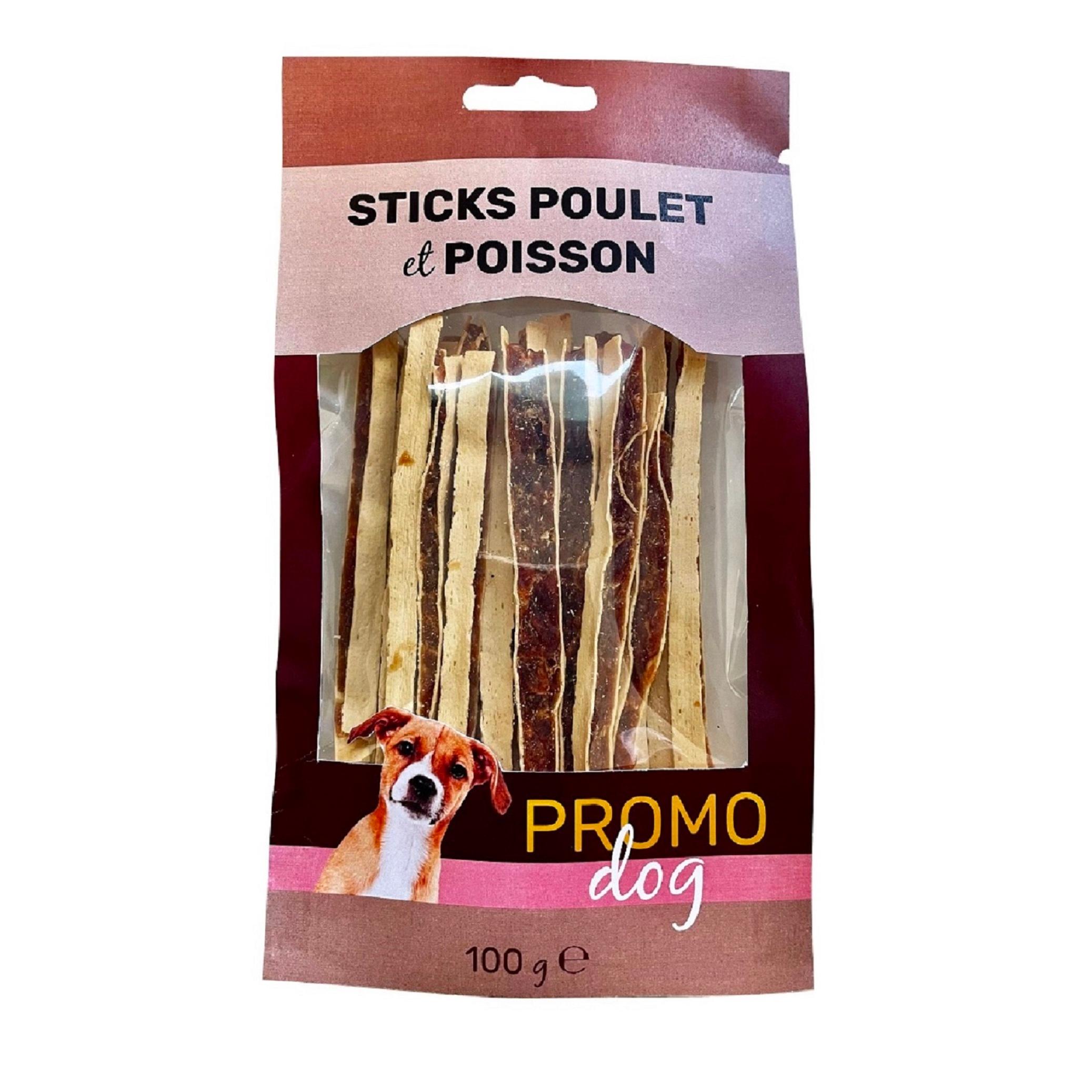 PROMO DOG Friandises sticks de poulet et poisson pour moyen et grand chien 100g