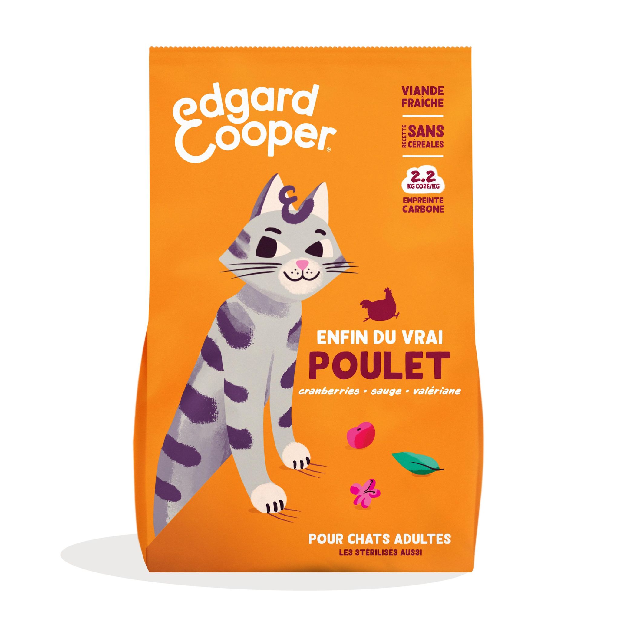 EDGAR & COOPER Croquettes au poulet sans céréales pour chat adulte 2kg