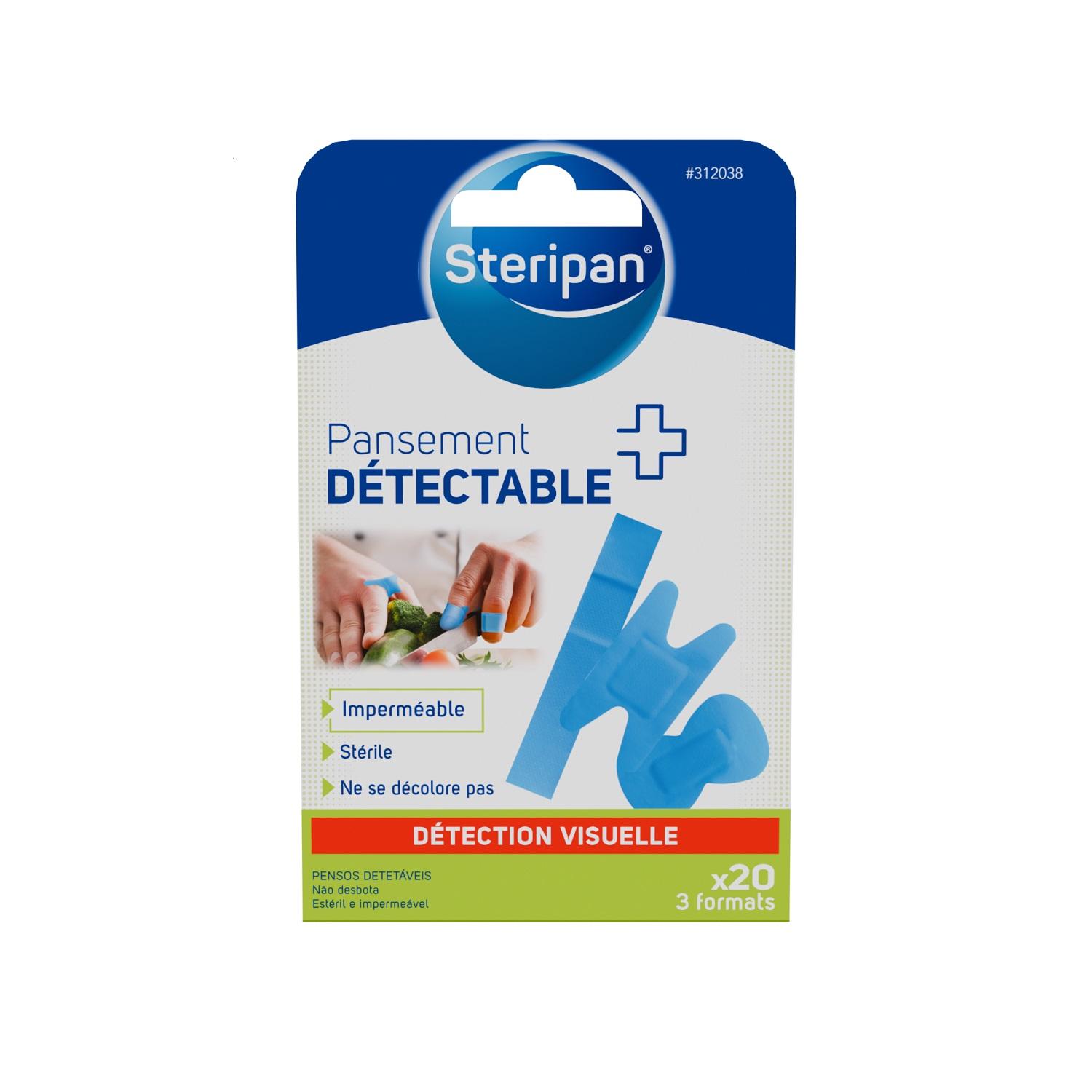 STERIPAN Pansements détectables imperméable détection visuelle 3 formats 20 pièces