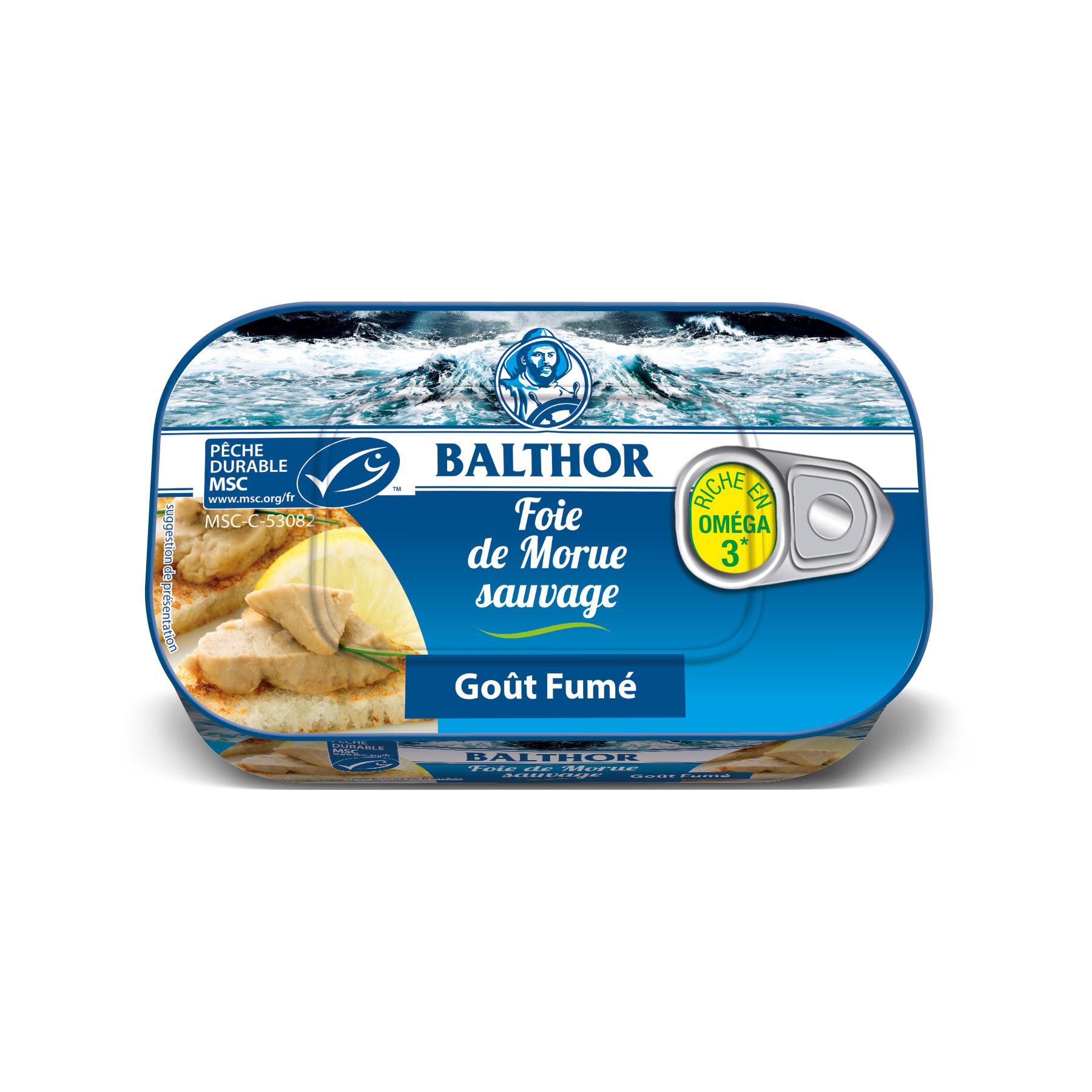 BALTHOR Foie de morue sauvage goût fumé msc 123g