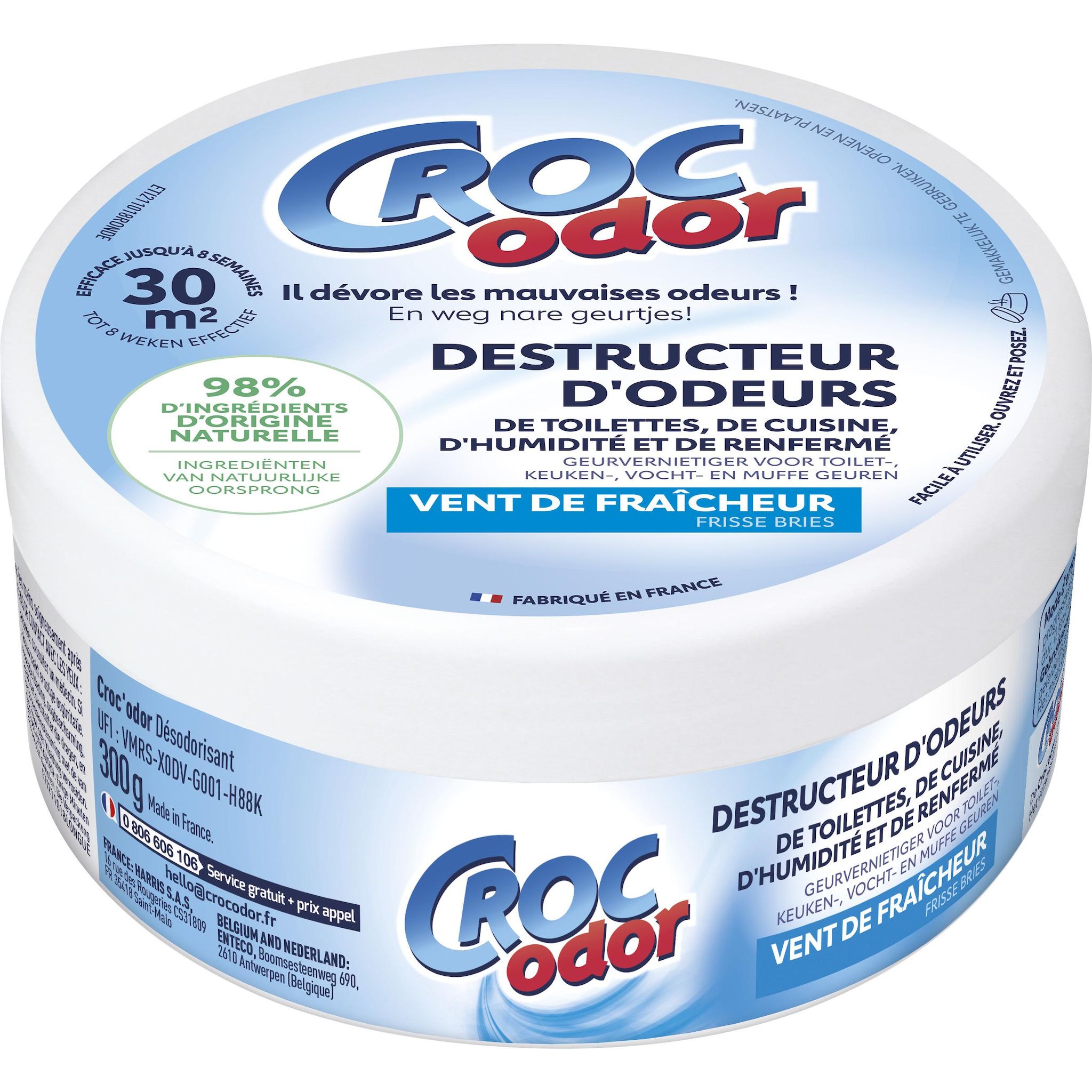 CROC ODOR Poudre désodorisant neutralisateur d'odeur fraîcheur 300g