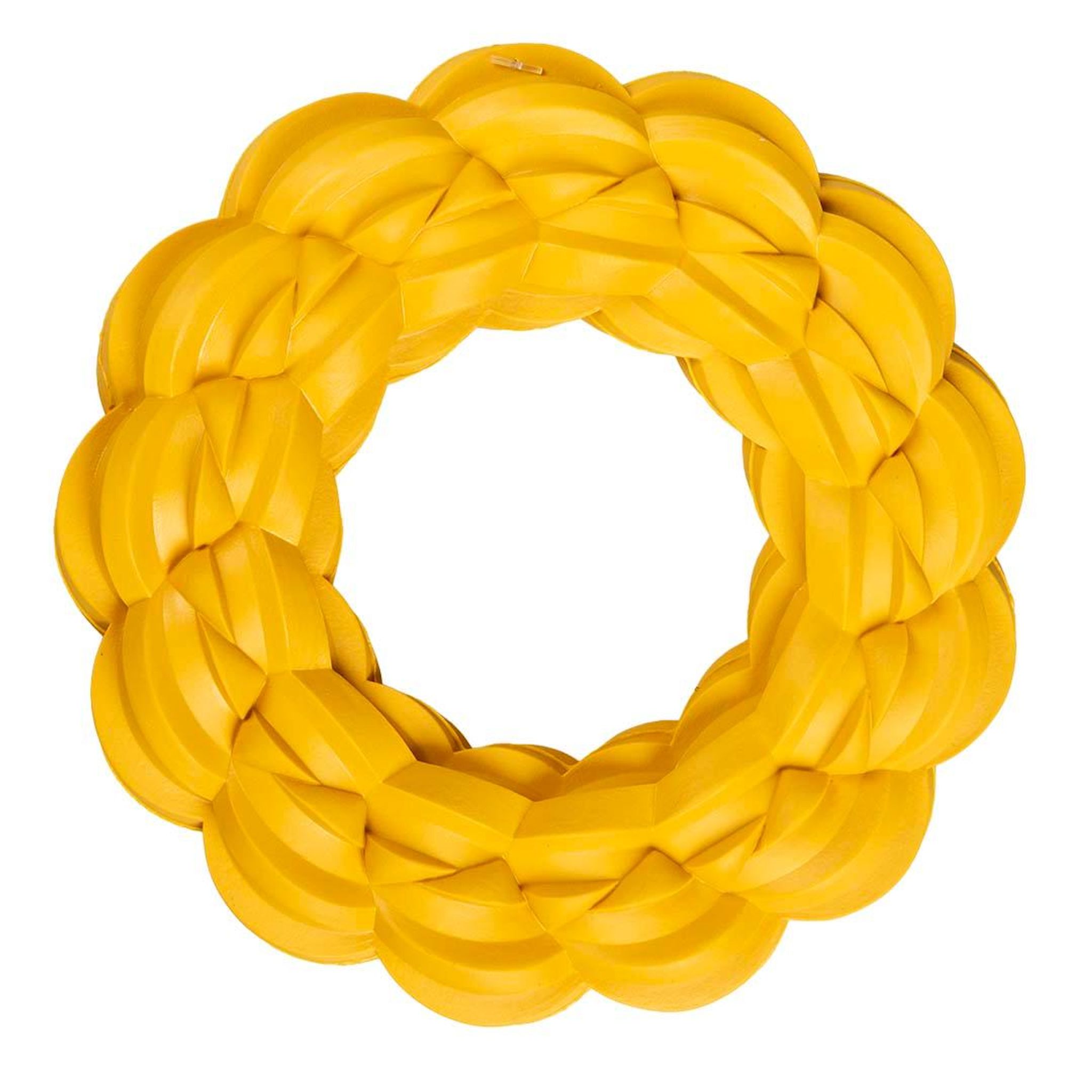 DUVOPLUS Jouet anneau à mâcher en caoutchouc jaune pour chiens 14x14x3cm 1 pièce