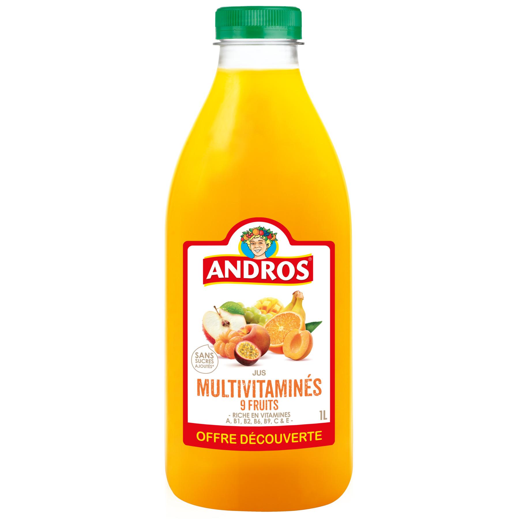 ANDROS Pur jus multivitaminés sans sucres ajoutés 1l