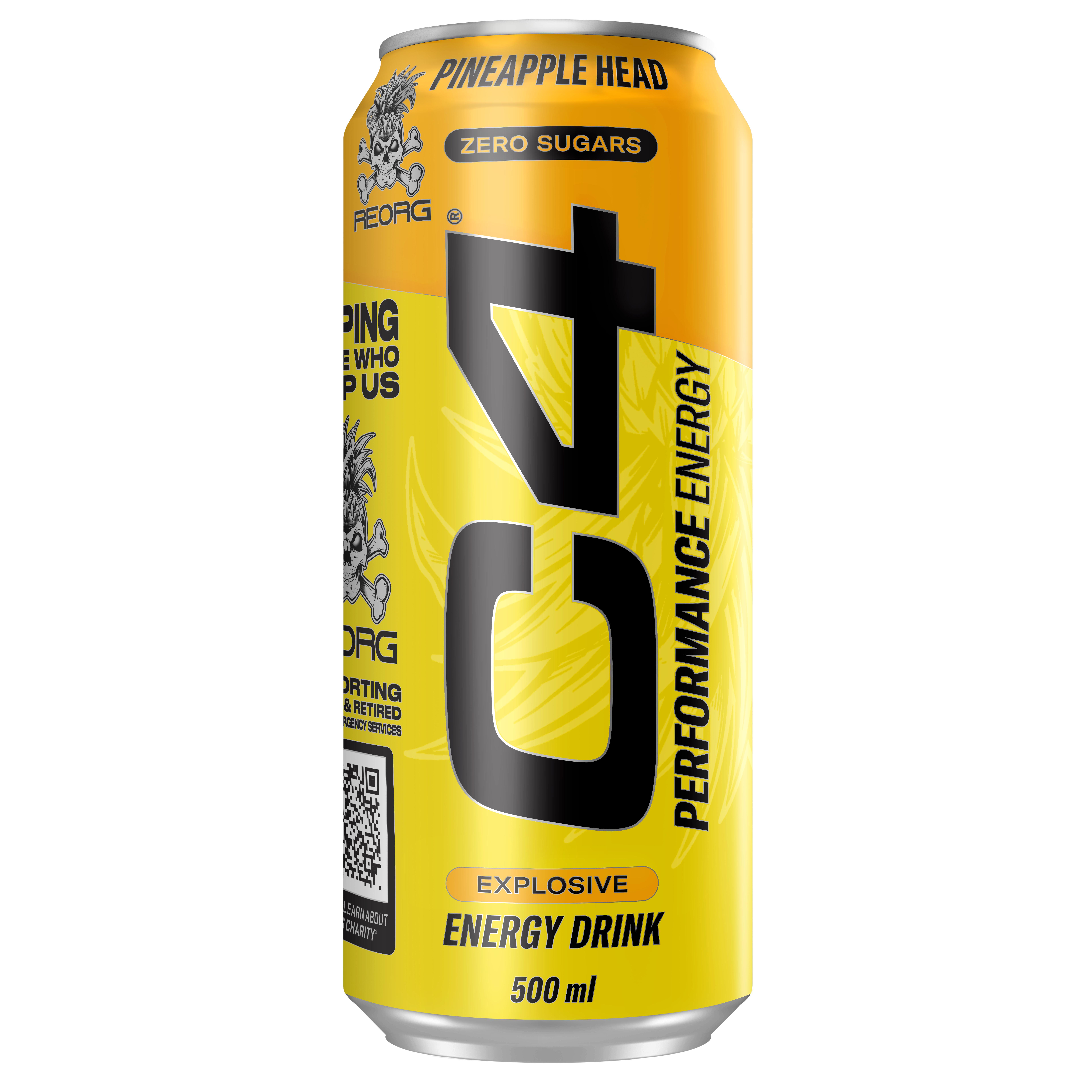 C4 ENERGY Boisson énergisante performance saveur ananas sans sucres boîte 50cl