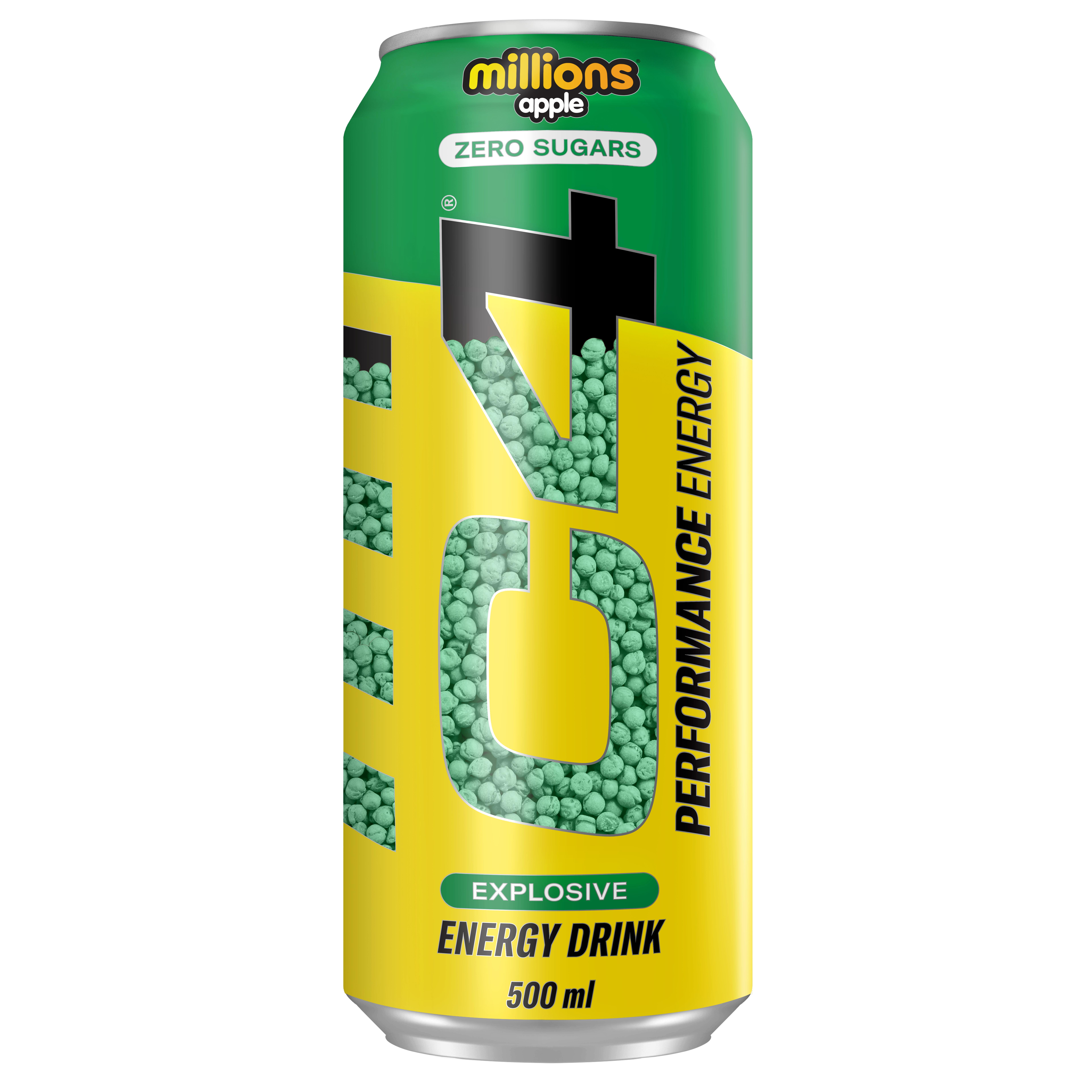 C4 ENERGY Boisson énergisante performance saveur pomme sans sucres boîte 50cl