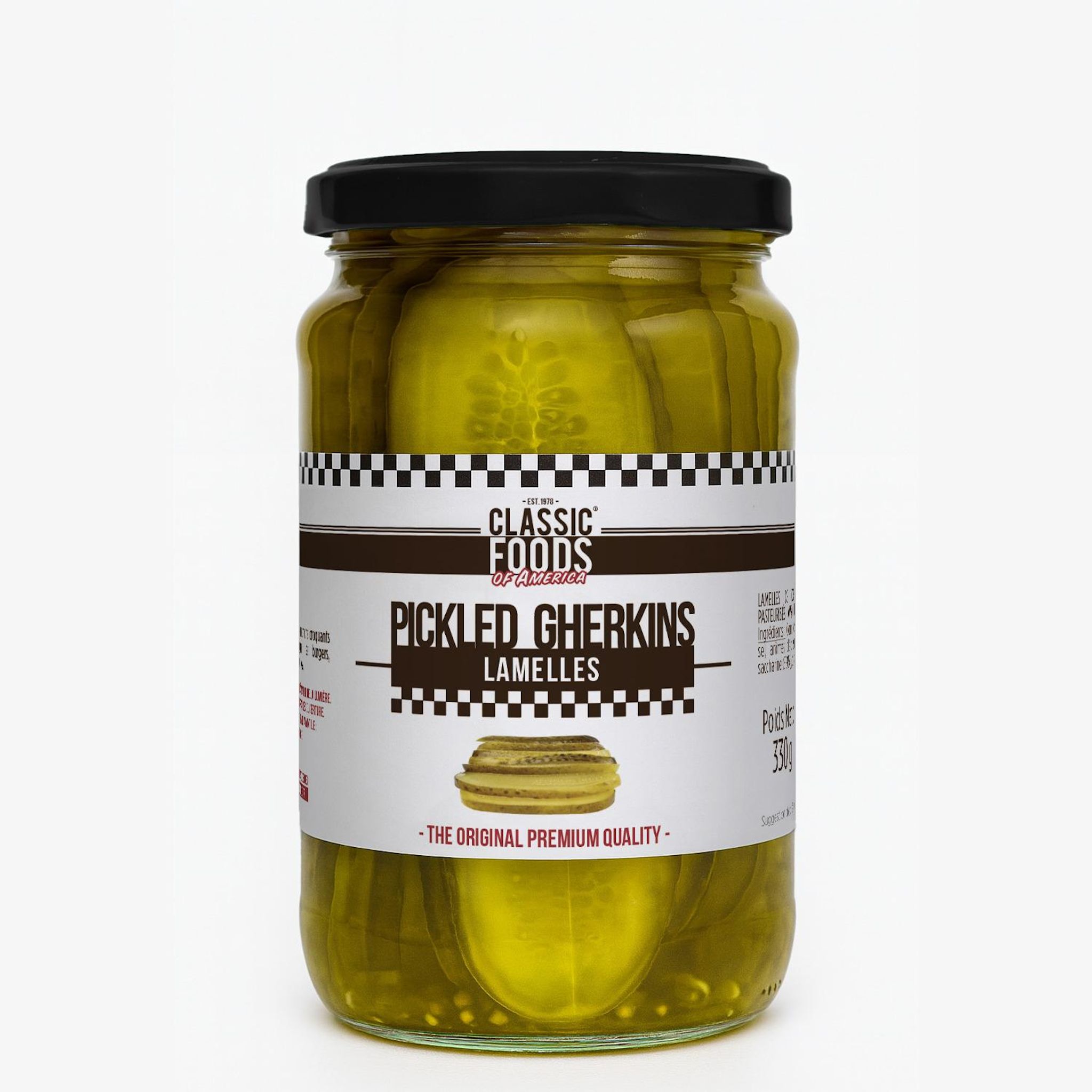 CLASSIC FOODS OF AMERICA Cornichons en lamelles aigre-doux bocal 330g