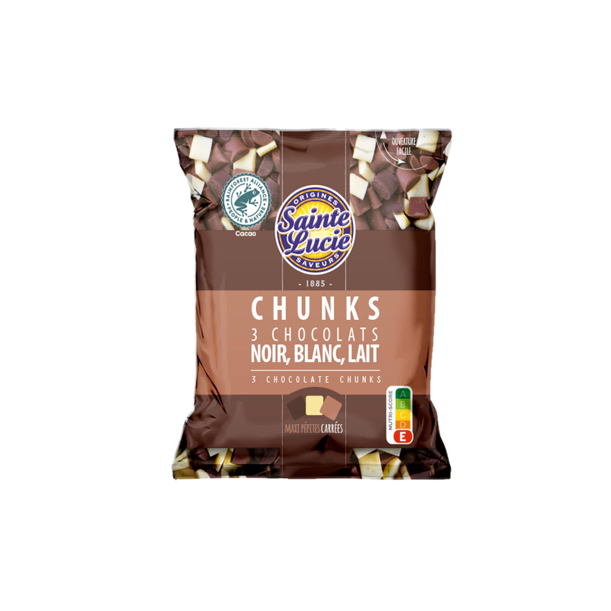SAINTE LUCIE Pépites de 3 chocolats noir blanc et lait 100g
