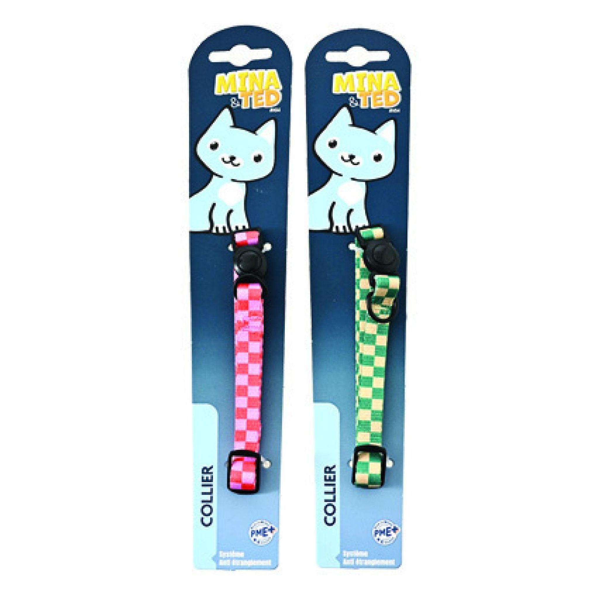 RIGA Mina & Ted Collier nylon fantaisie taille 17-31cm pour chat coloris aléatoire 1 pièce