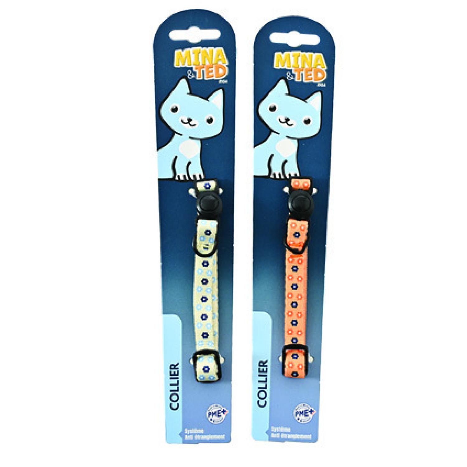 RIGA Mina & Ted Collier nylon fantaisie taille 17-31cm pour chat coloris aléatoire 1 pièce
