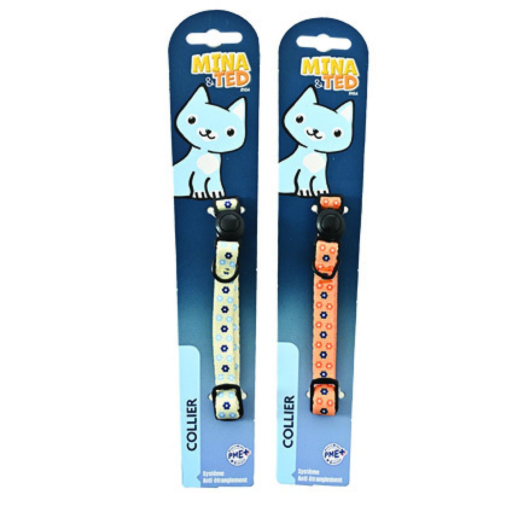 RIGA Mina & Ted Collier nylon fantaisie taille 17-31cm pour chat coloris aléatoire 1 pièce