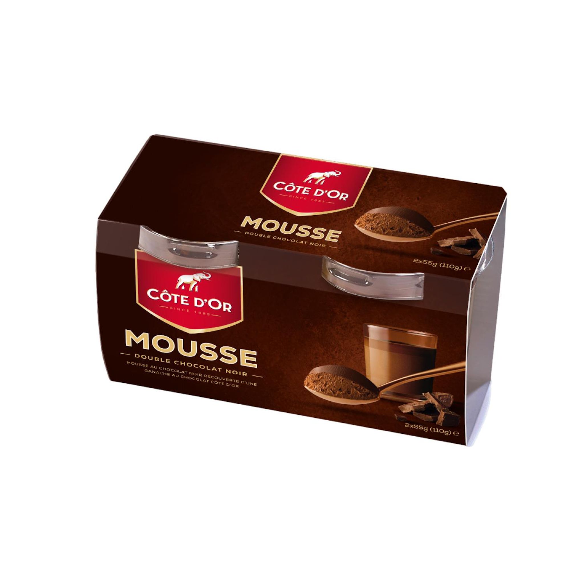 COTE D'OR Mousse double chocolat noir 2x60g