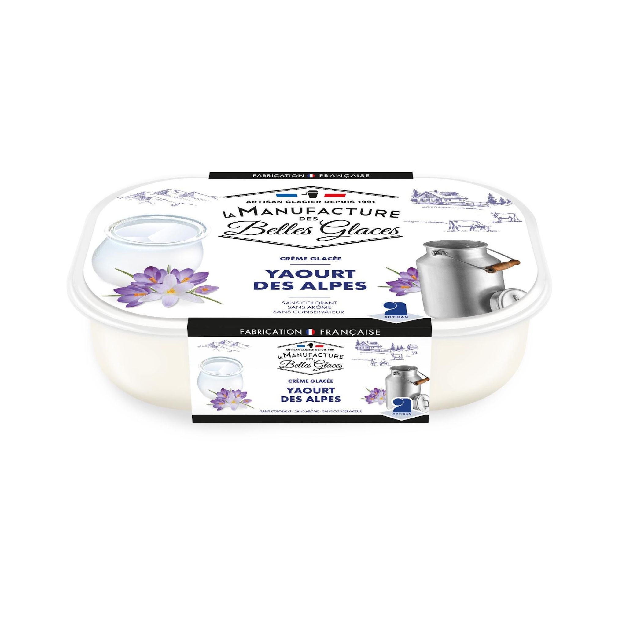 LA MANUFACTURE DES BELLES GLACES Crème glacée au yaourt nature des Alpes 487.5g