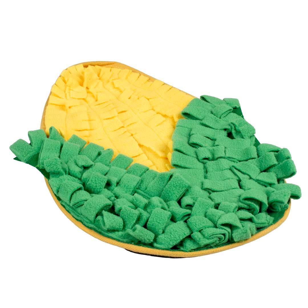DUVOPLUS Playtime tapis à renifler maïs pour rongeurs jaune vert 32x21x4cm 1 pièce