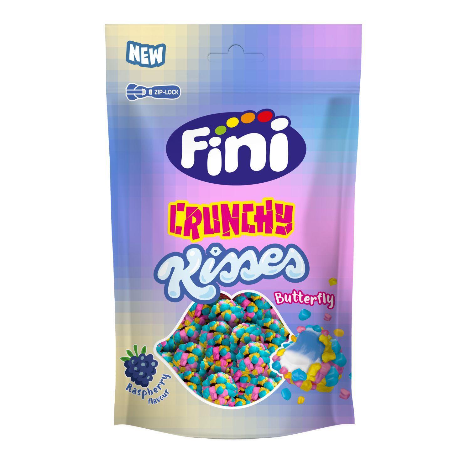 FINI Bonbons crunchy kisses butterfly goût framboise 120g