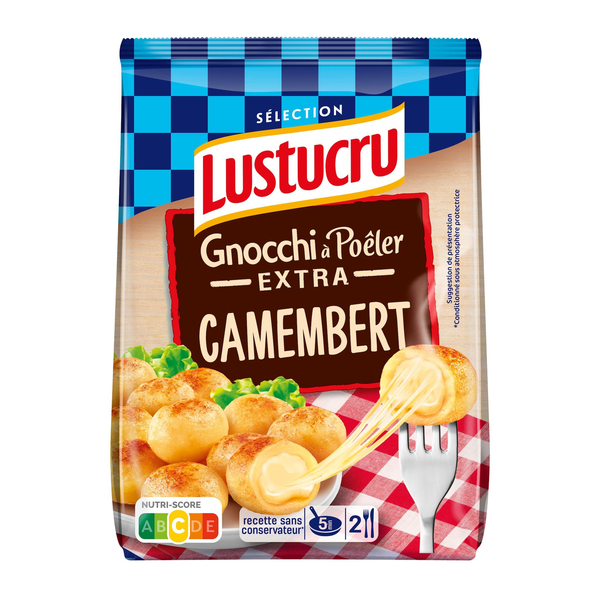 LUSTUCRU SELECTION Gnocchi à poêler extra au camembert 2 parts 280g