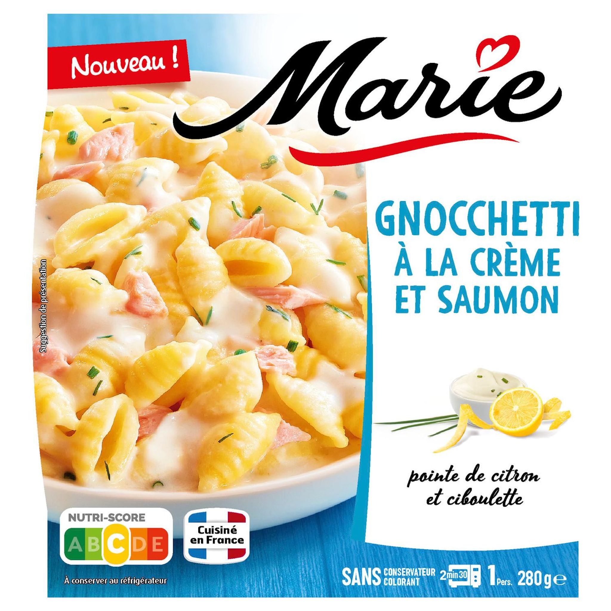 MARIE Gnocchetti à la crème et saumon pointe de citron et ciboulette 1 part 280g