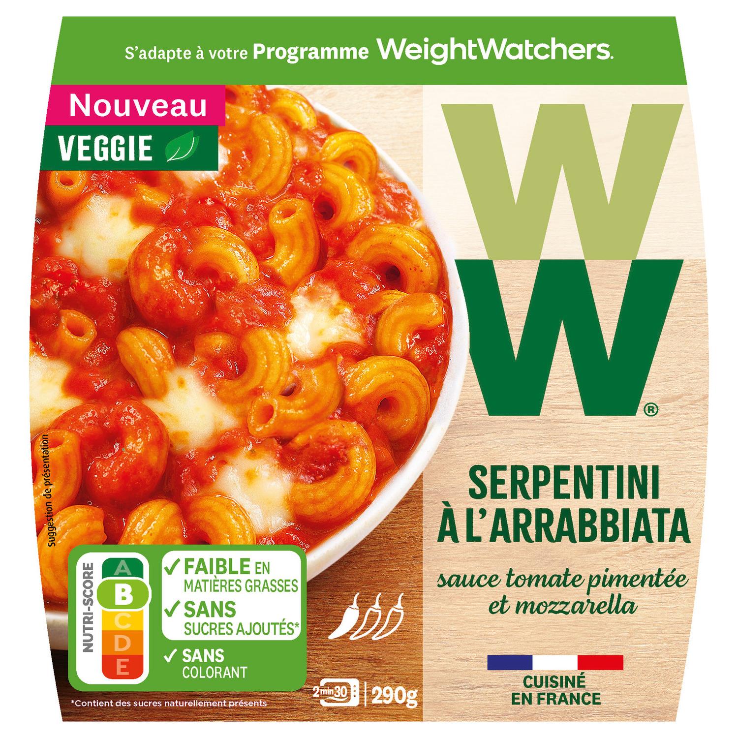 WW Serpentini à l'arrabbiata sauce tomate pimentée et mozzarella 1 part 290g