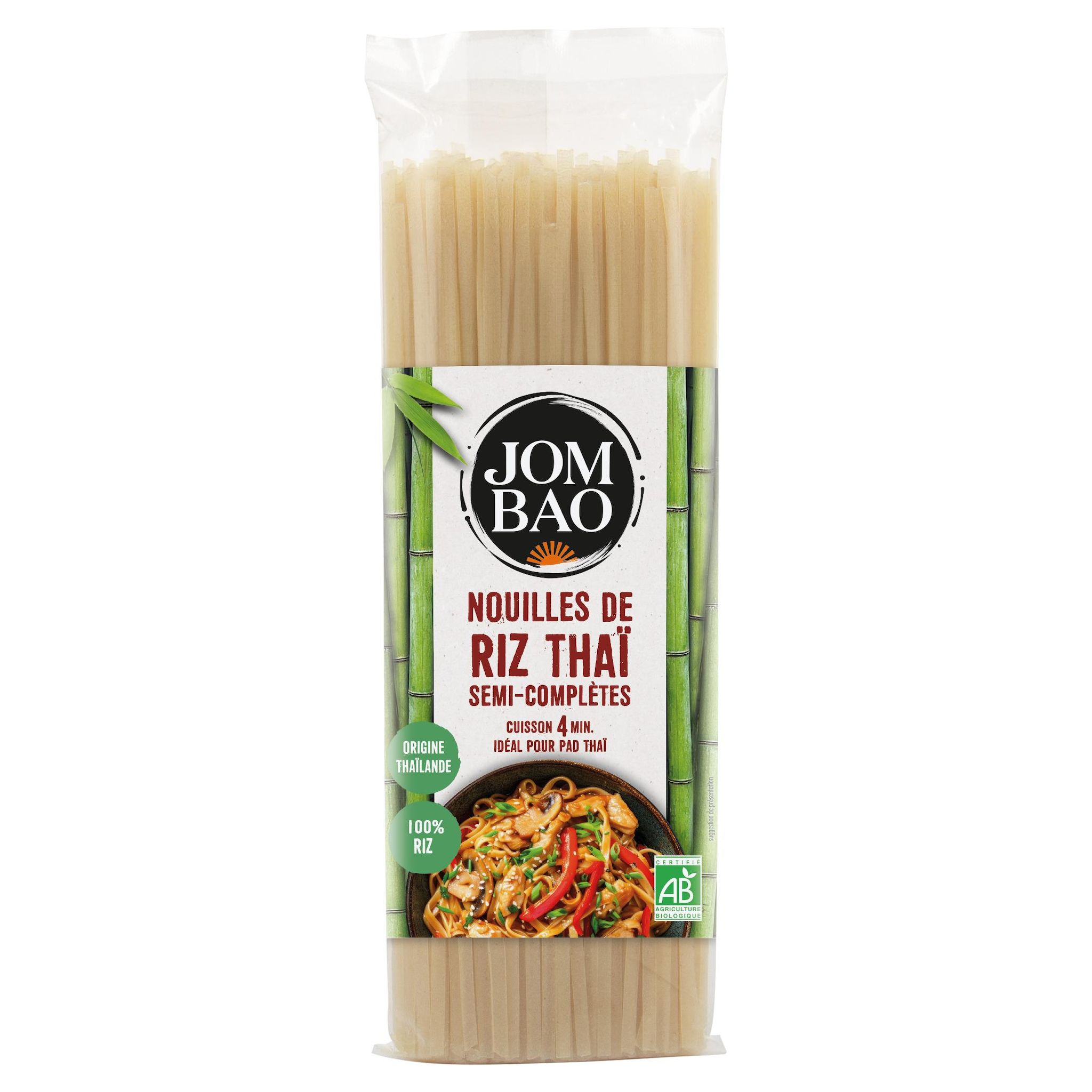 JOM BAO Nouilles de riz thaÏ semi complètes bio sans gluten 225g