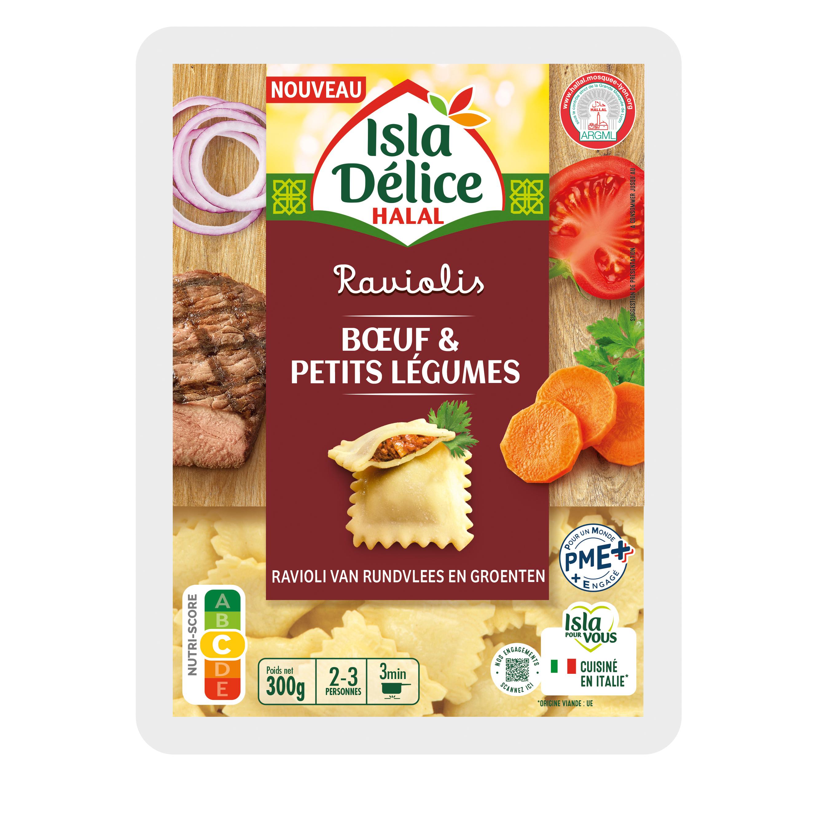 ISLA DELICE Ravioli boeuf et petits légumes halal 2/3 parts 300g