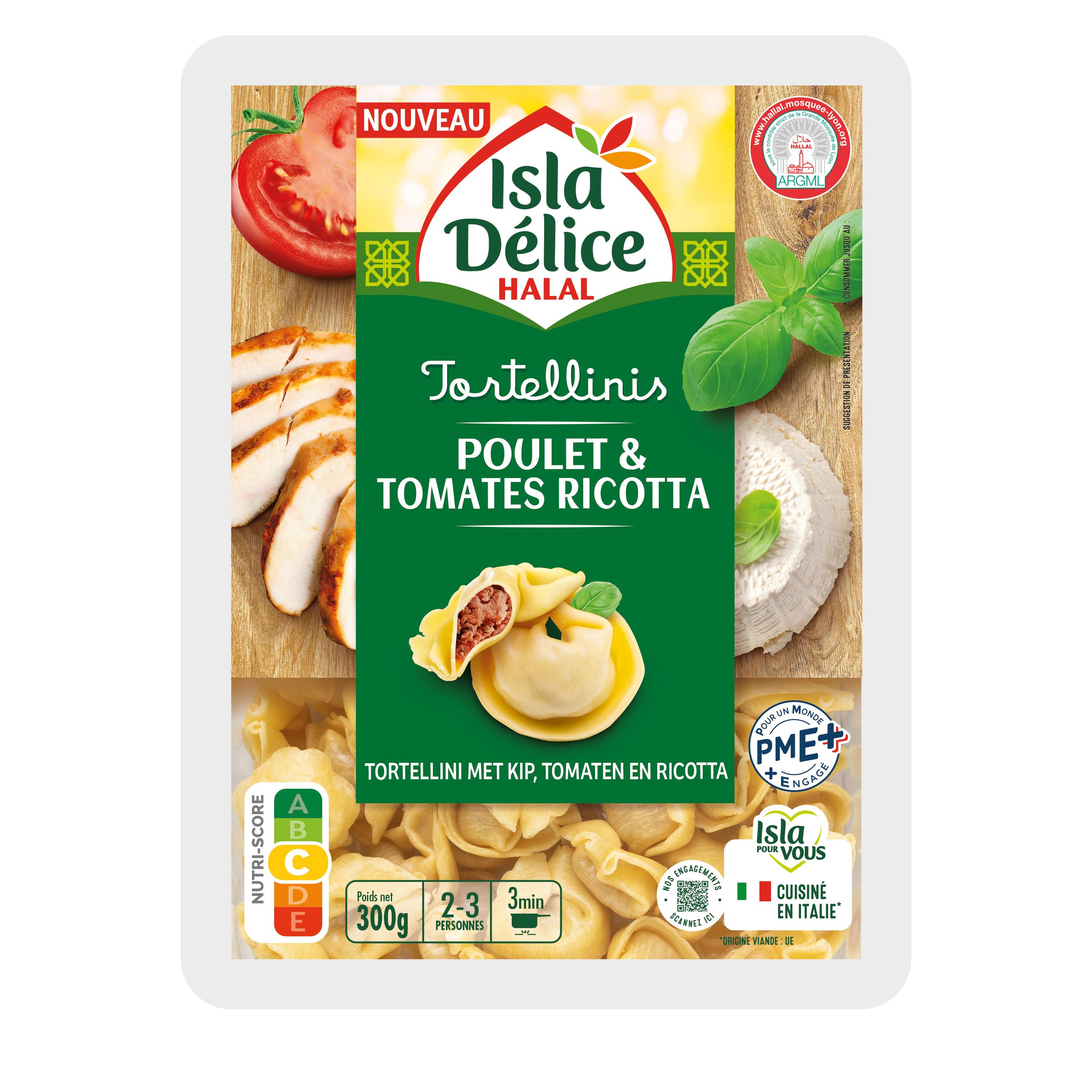 ISLA DELICE Tortellini poulet et tomates ricotta halal 2/3 parts 300g