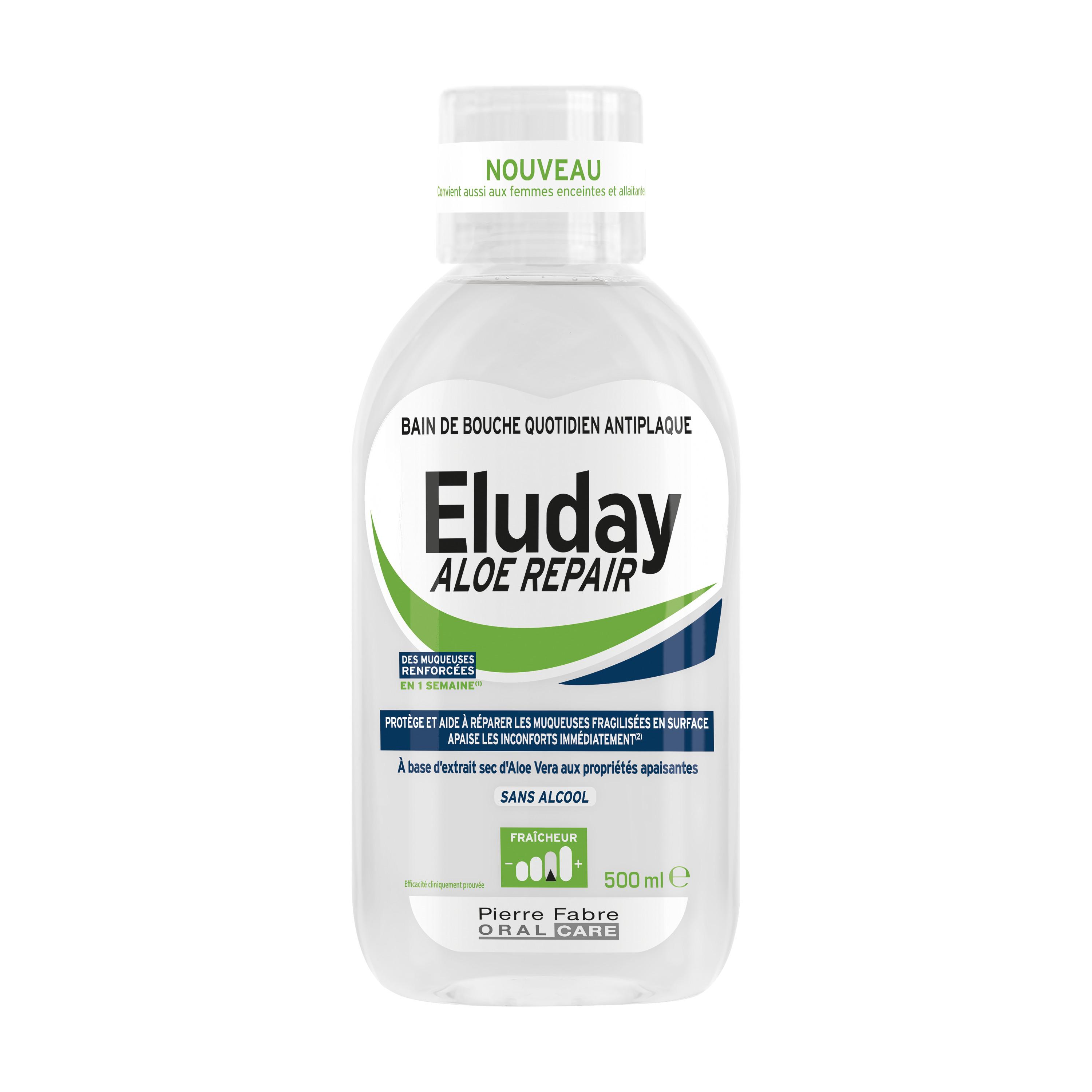 ELUDAY Bain de bouche quotidien anti plaque aloe repair 500ml