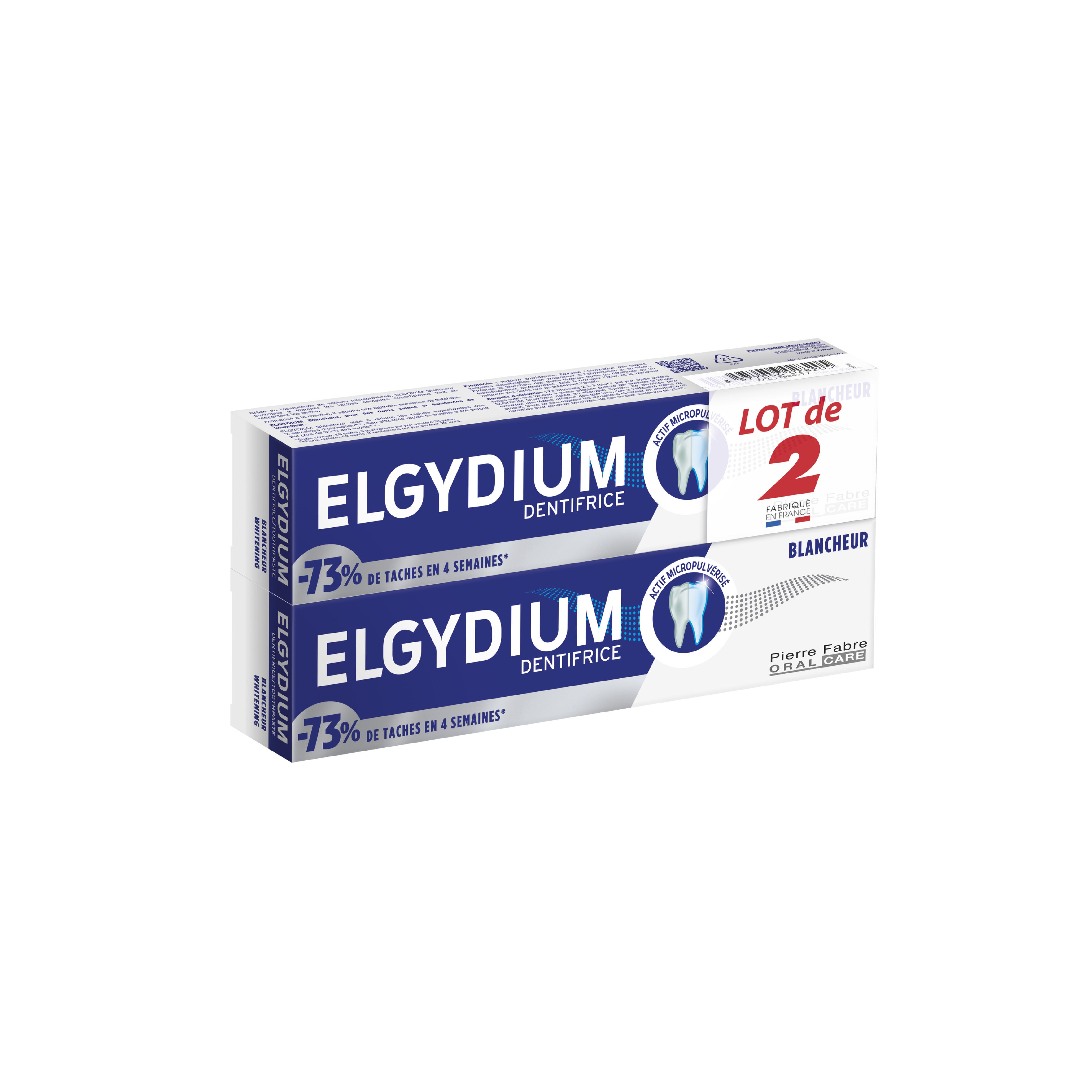 ELGYDIUM Dentifrice blancheur 2x75ml